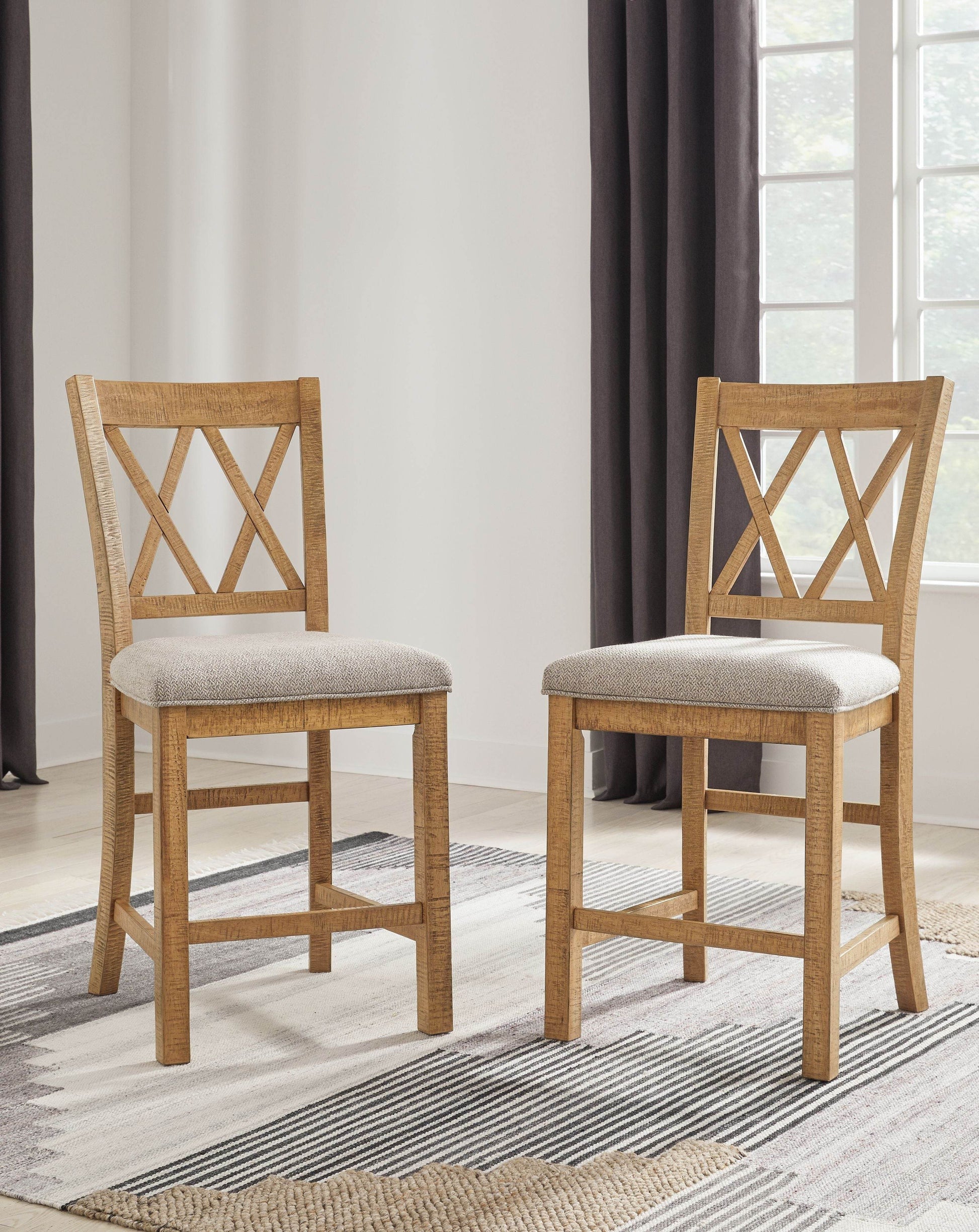 Havonplane - Brown - Upholstered Barstool (Set of 2) - Forward Furniture