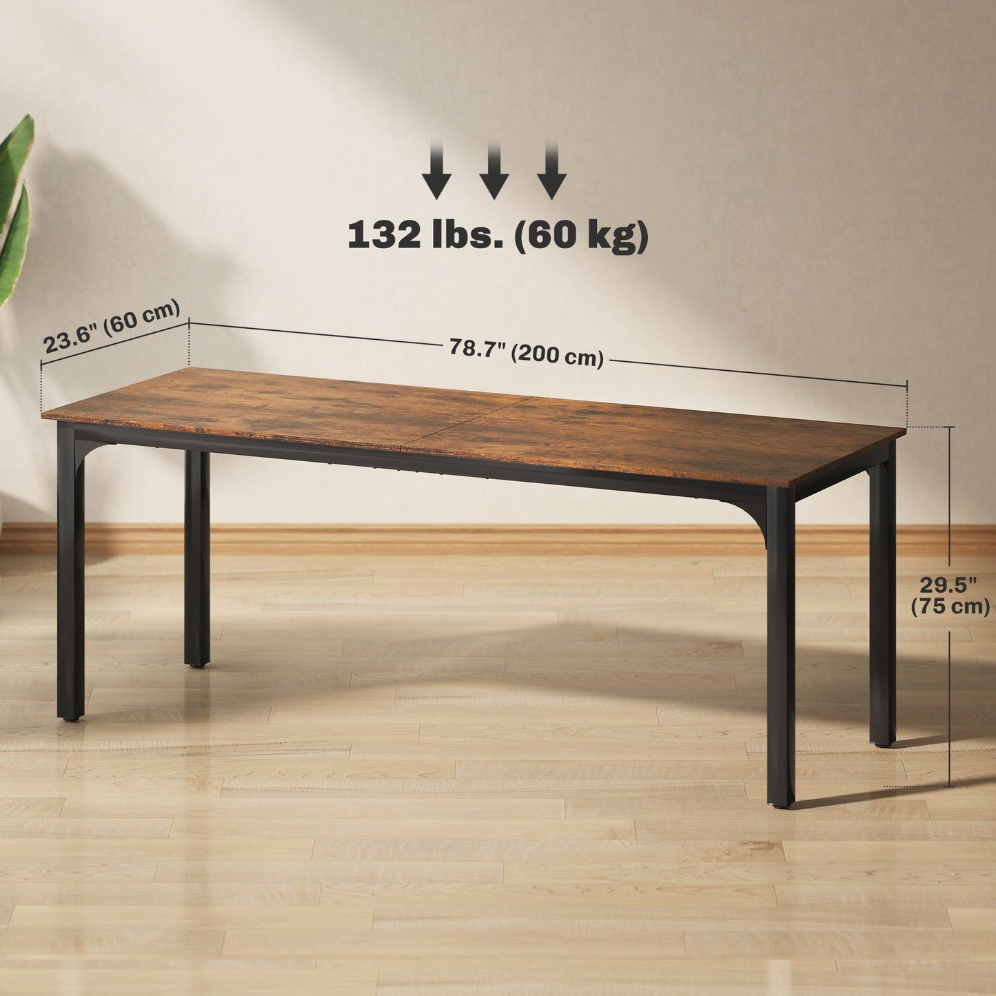79" Computer Desk with Metal Legs - Rustic Brown