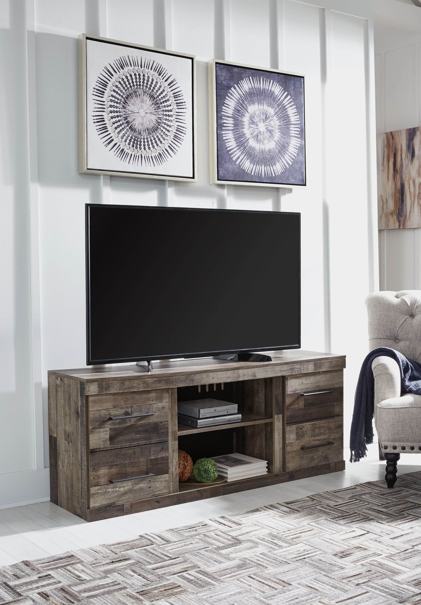 Derekson - Multi Gray - LG TV Stand w/Fireplace Option - Forward Furniture