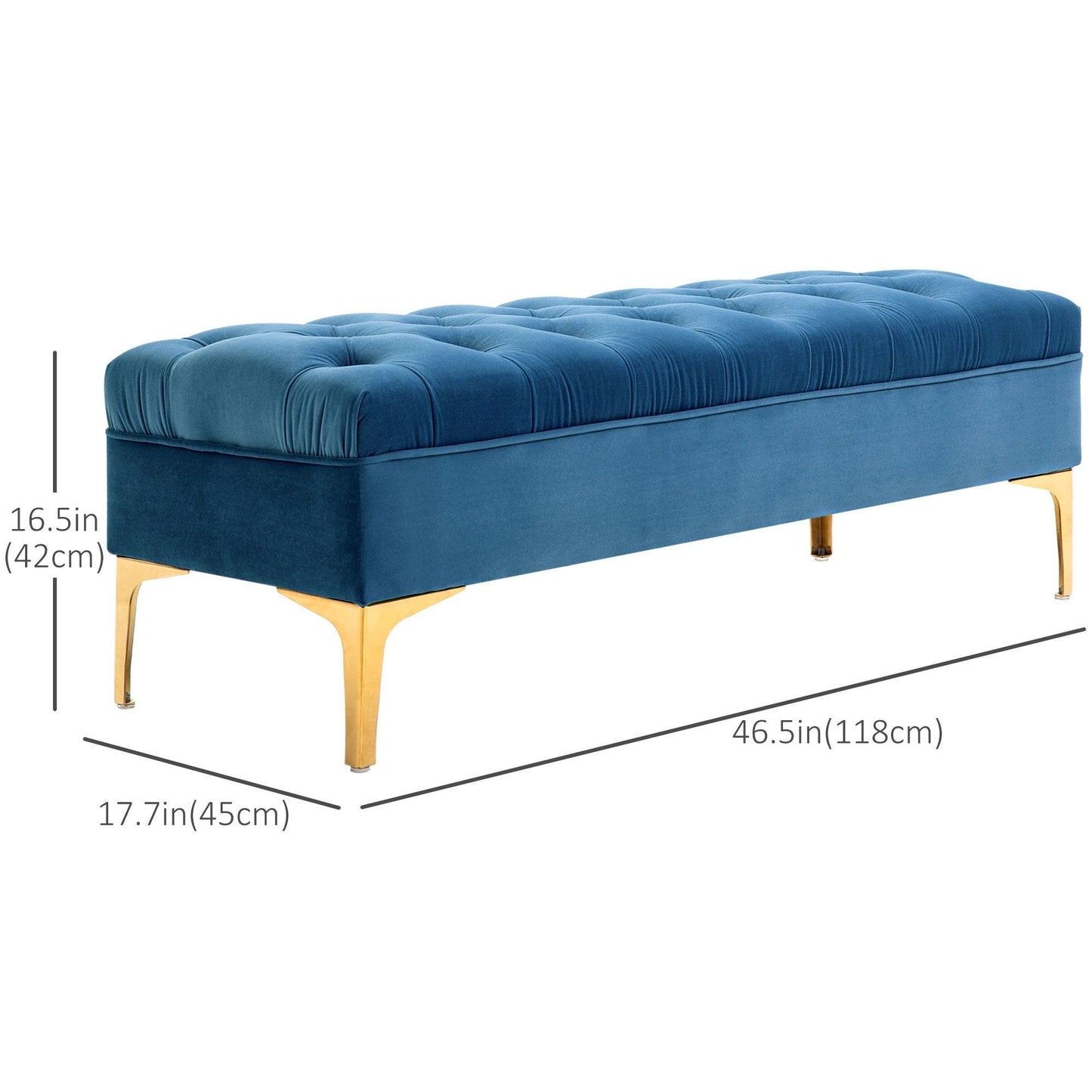 Tufted Upholstered End-of-Bed Bench - Blue