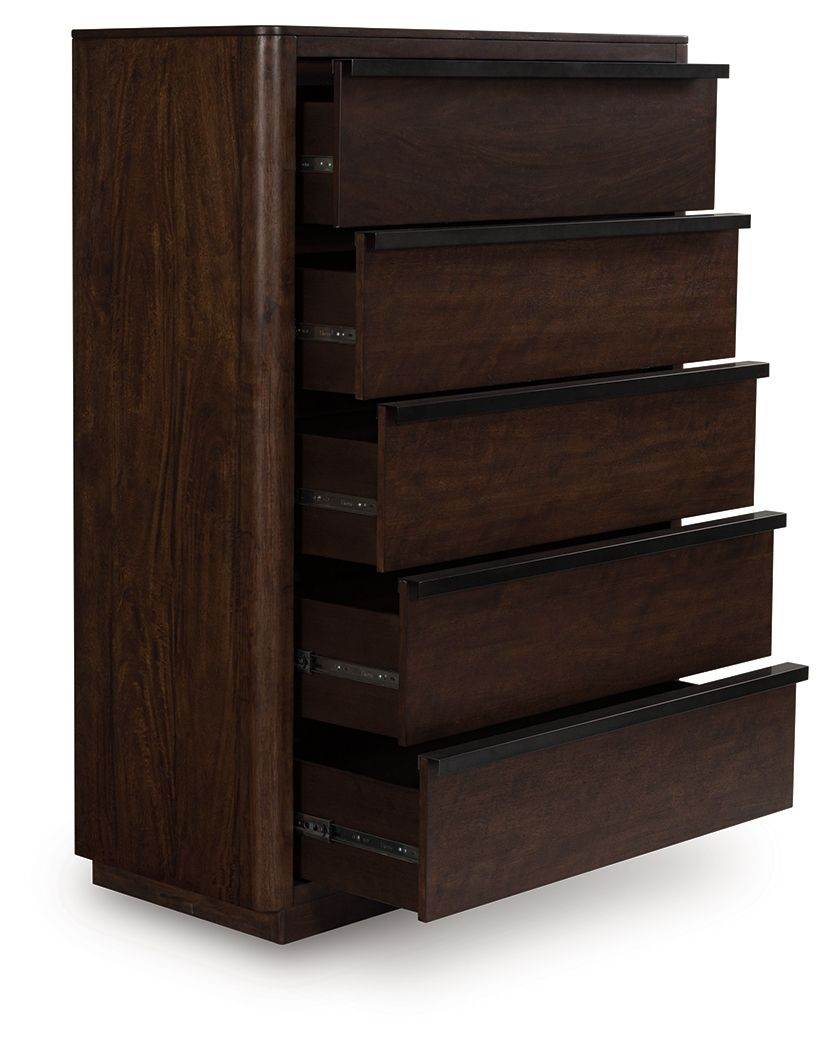 Dilenno - Dark Brown - Five Drawer Chest - Forward Furniture