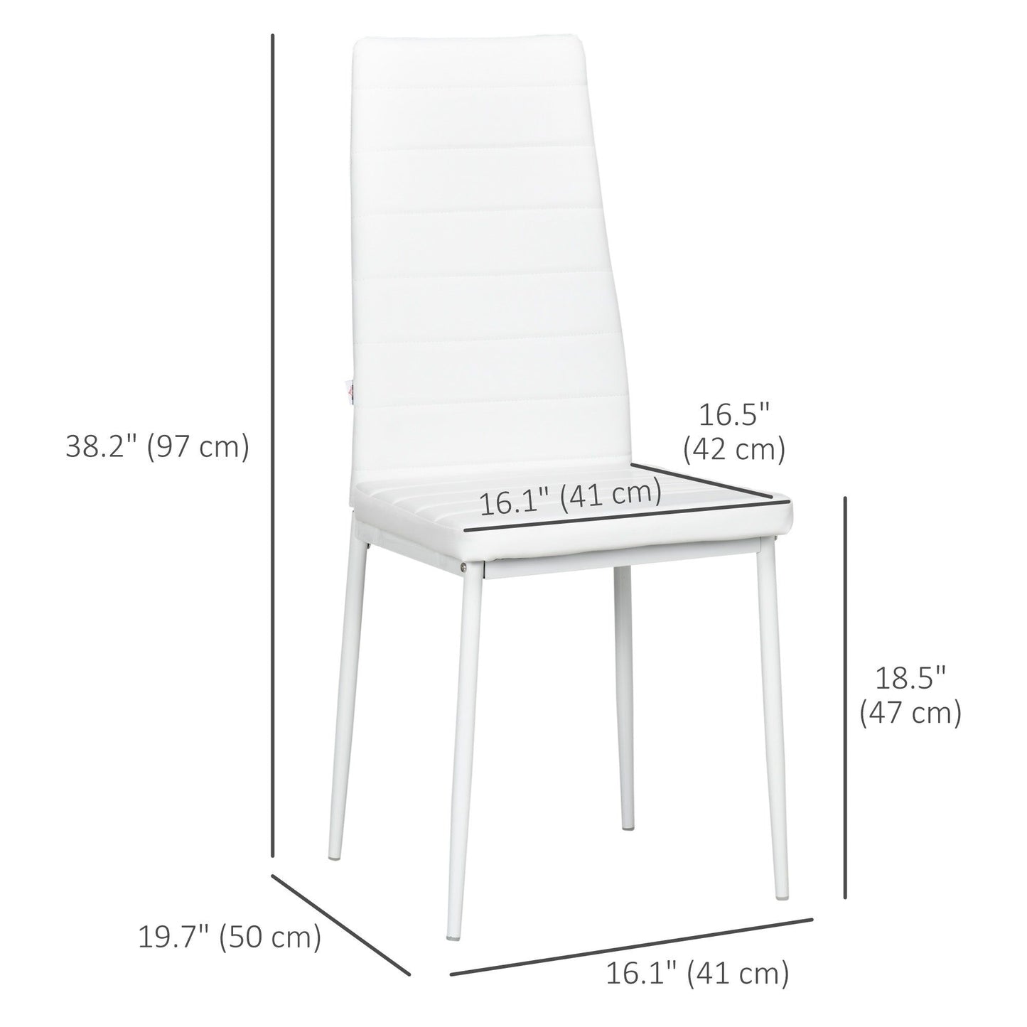 Set of 4 High-Back PU Leather Dining Chairs - White