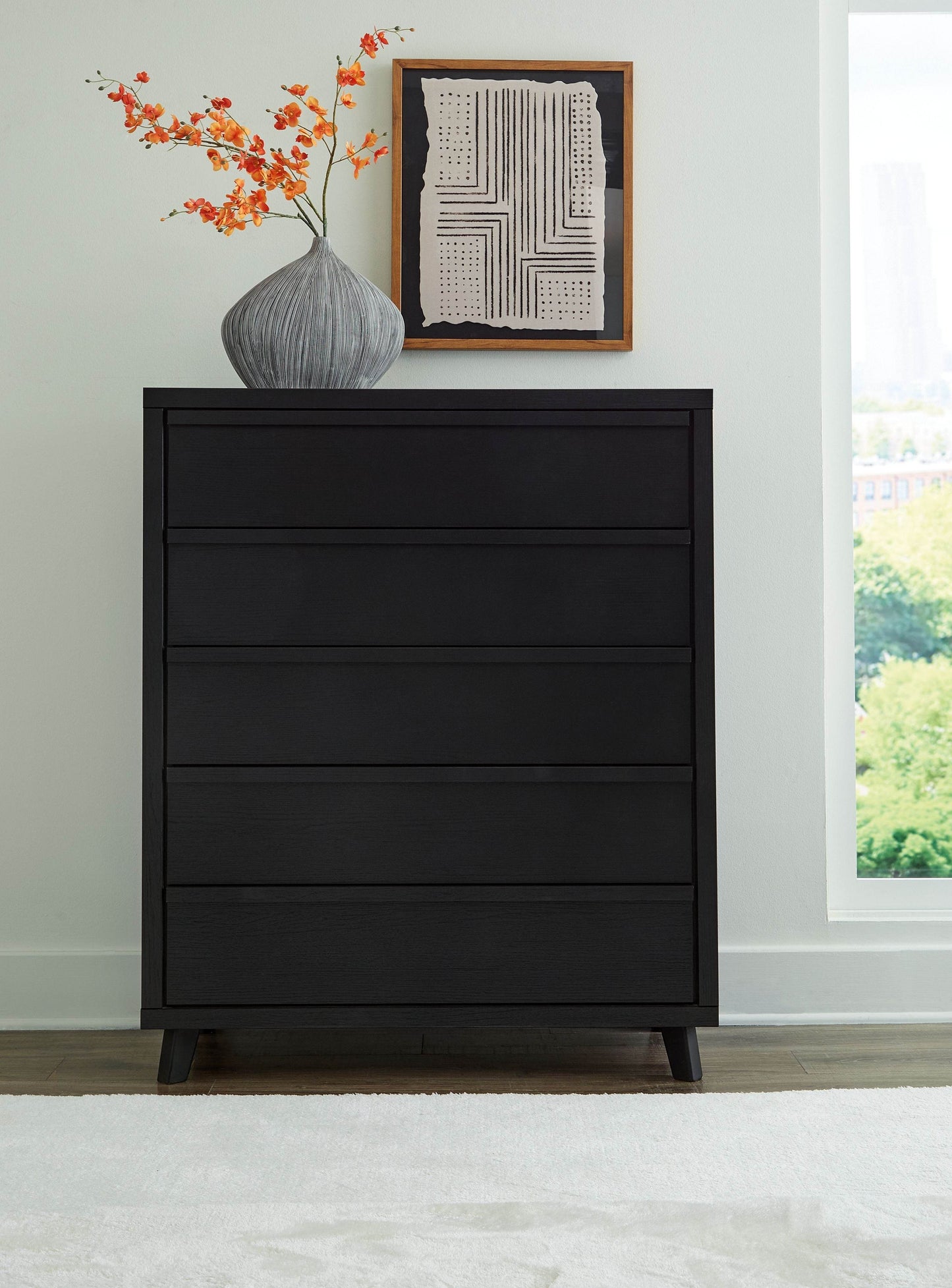Danziar - Black - Five Drawer Wide Chest - Forward Furniture