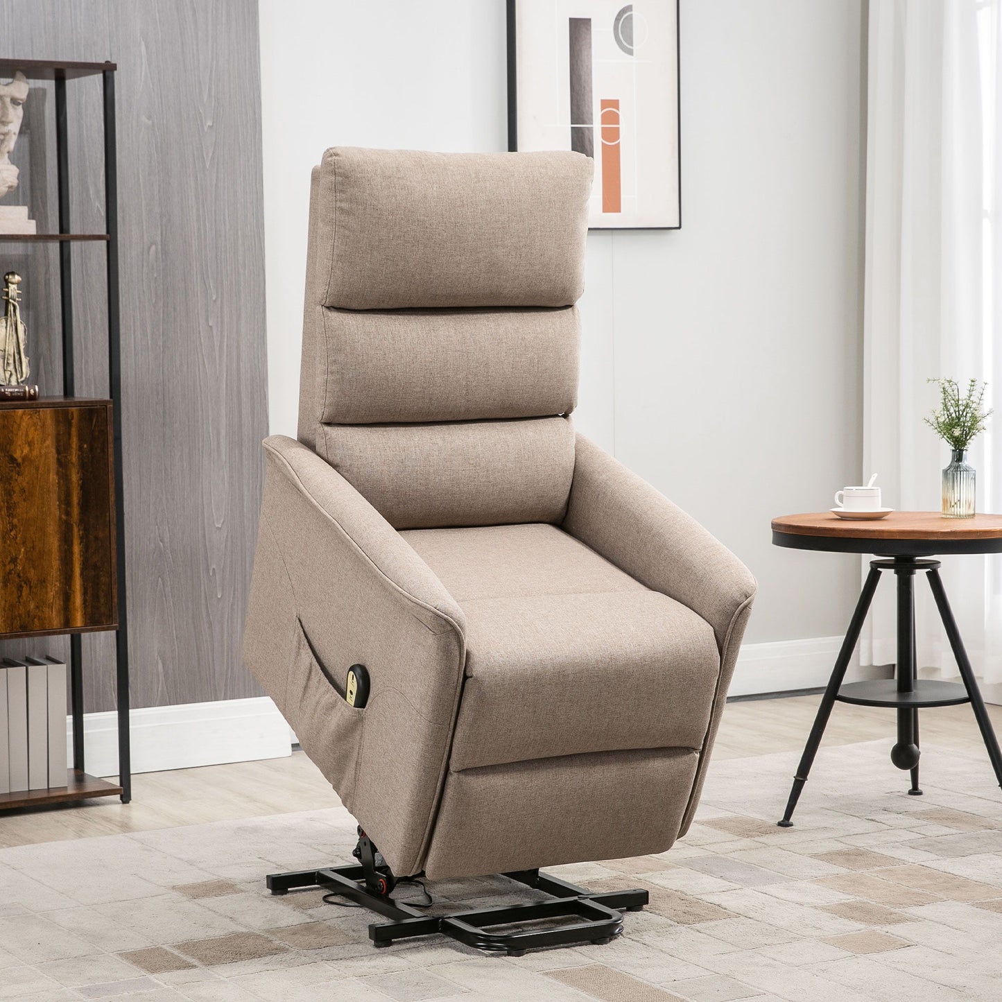 Lift Chair for Elderly, Power Chair Recliner with Remote Control, Side Pockets for Living Room, Brown