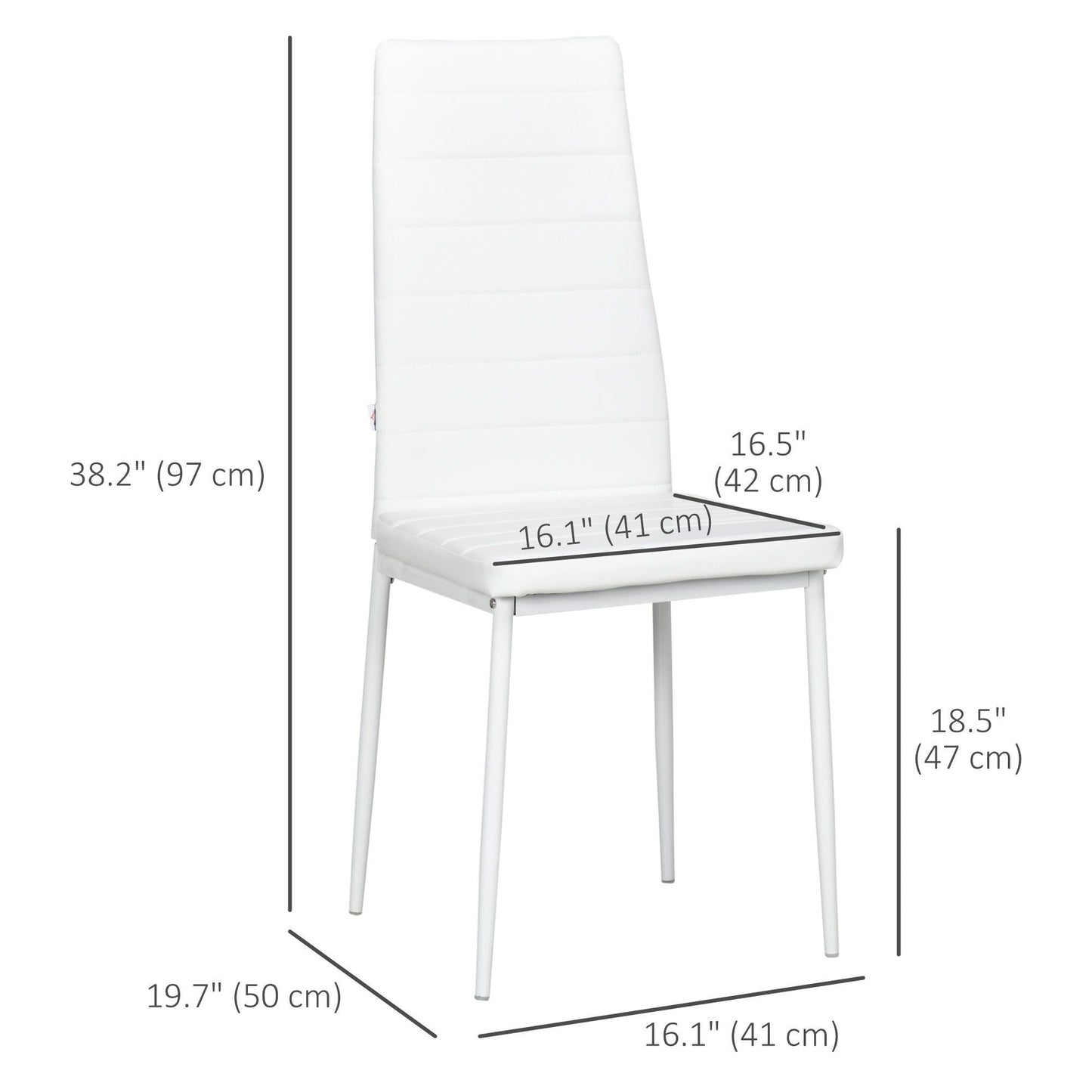 High-Back Upholstered Dining Chairs Set of 6 - White