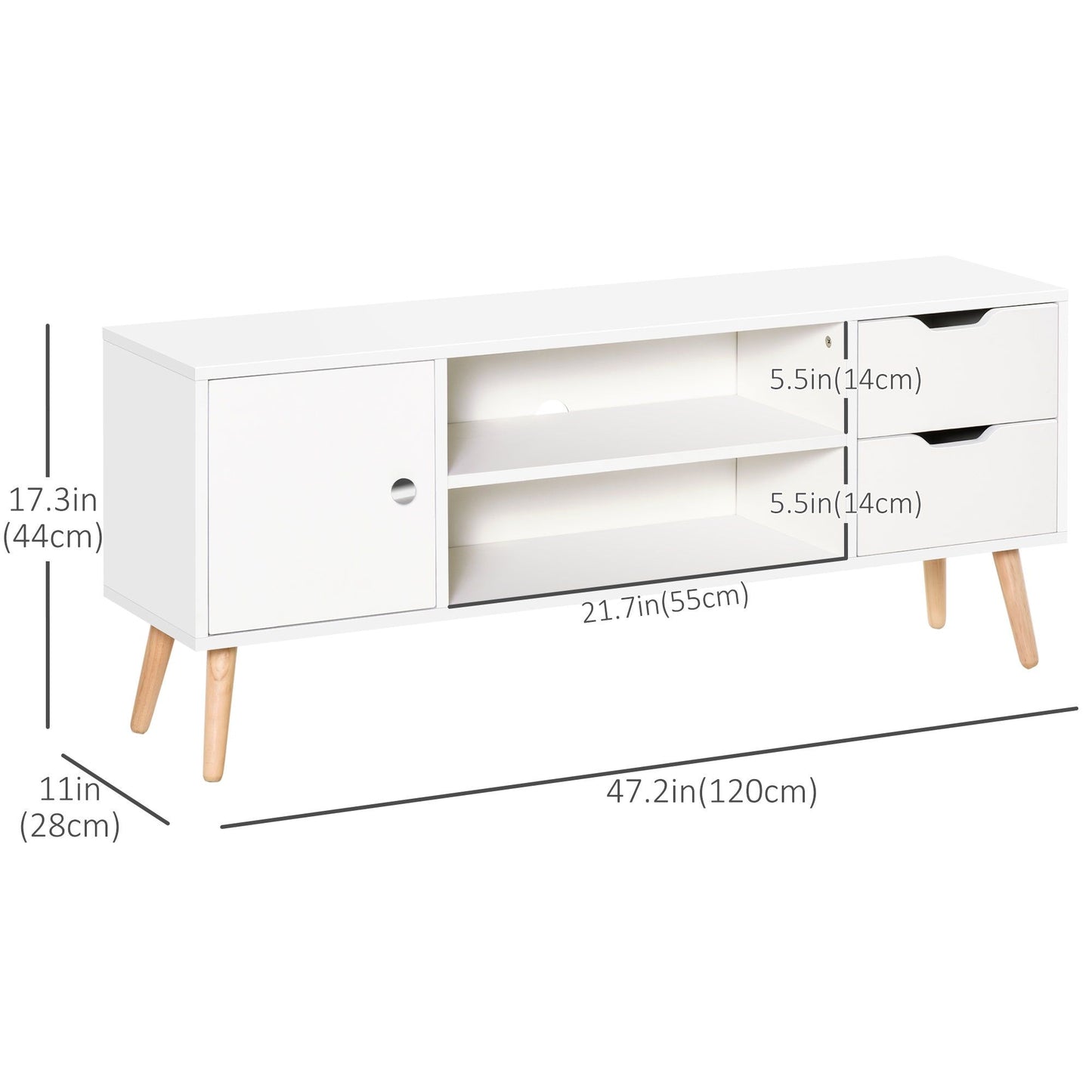 TV Stand for TVs up to 50" with Drawers - White