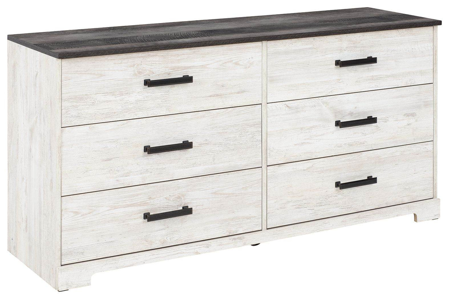 Shawburn - White / Black / Gray - Six Drawer Dresser - Pewter-tone pulls - Forward Furniture