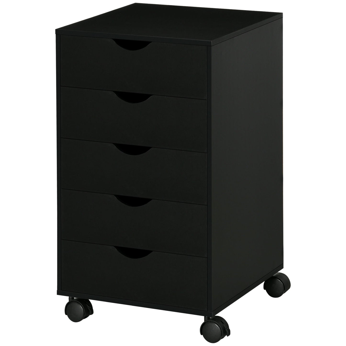 File Cabinet with 5 Drawer Wheels, 15.7" x 15.7" x 26.4", Black