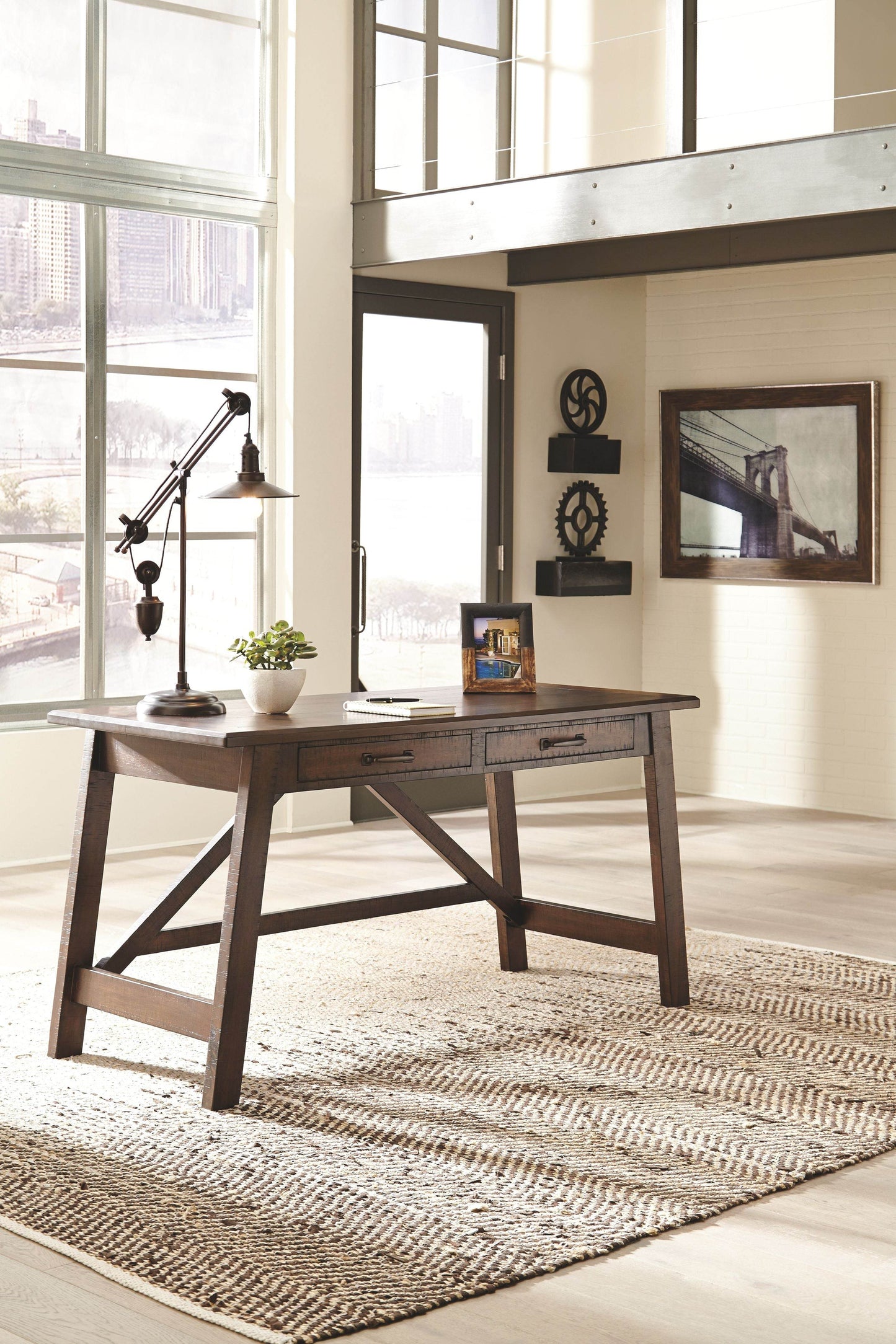 Baldridge - Rustic Brown - Home Office Large Leg Desk - Forward Furniture