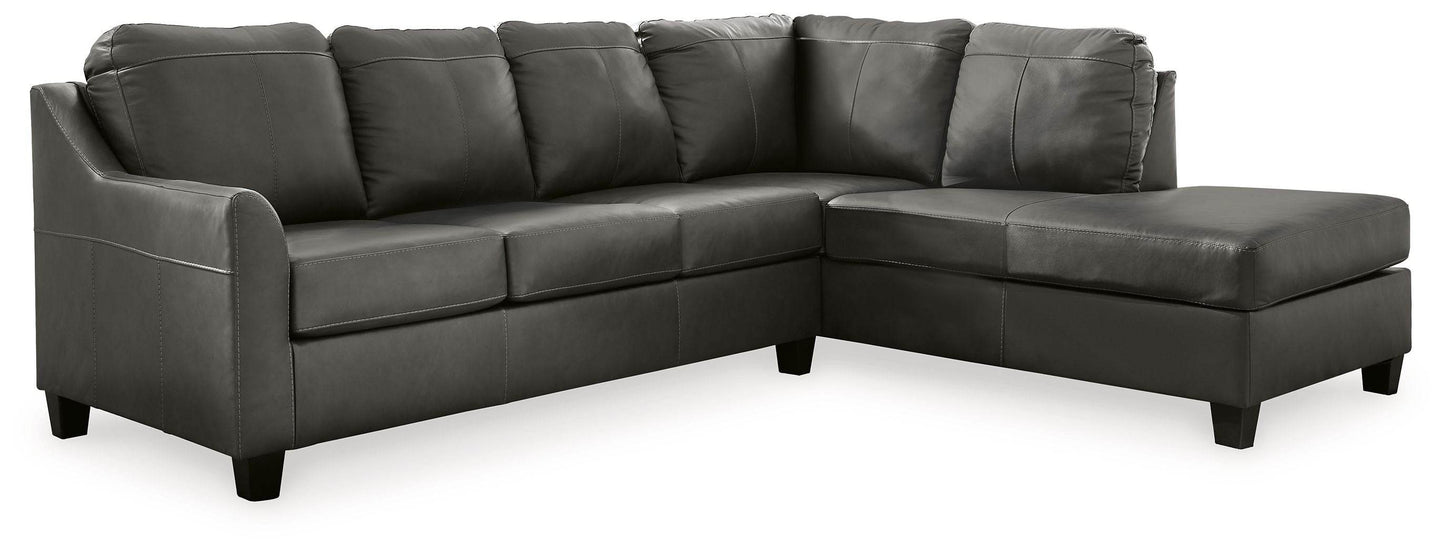Valderno - Fog - 2-Piece Sectional With Raf Corner Chaise - Leather Match - Forward Furniture
