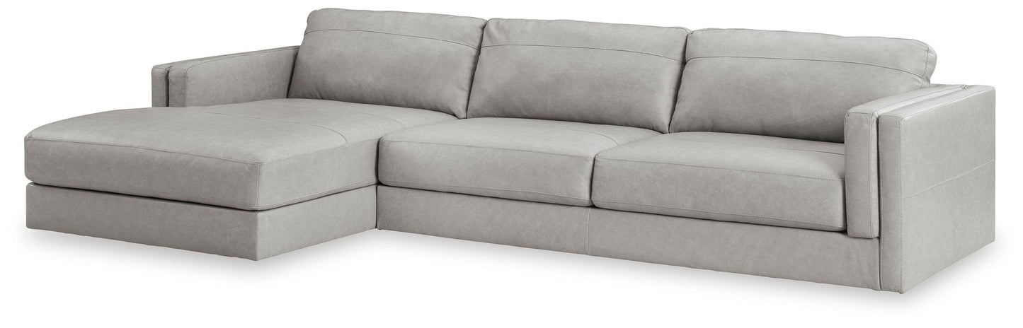 Amiata - Glacier - 2-Piece Sectional With Laf Corner Chaise - Leather Match - Forward Furniture