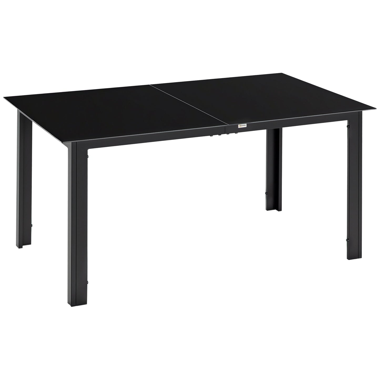 Aluminium Outdoor Dining Table for 6, 59" x 35" Rectangle Patio Table with Tempered Glass Tabletop, for Garden, Backyard, Lawn, Balcony, Black