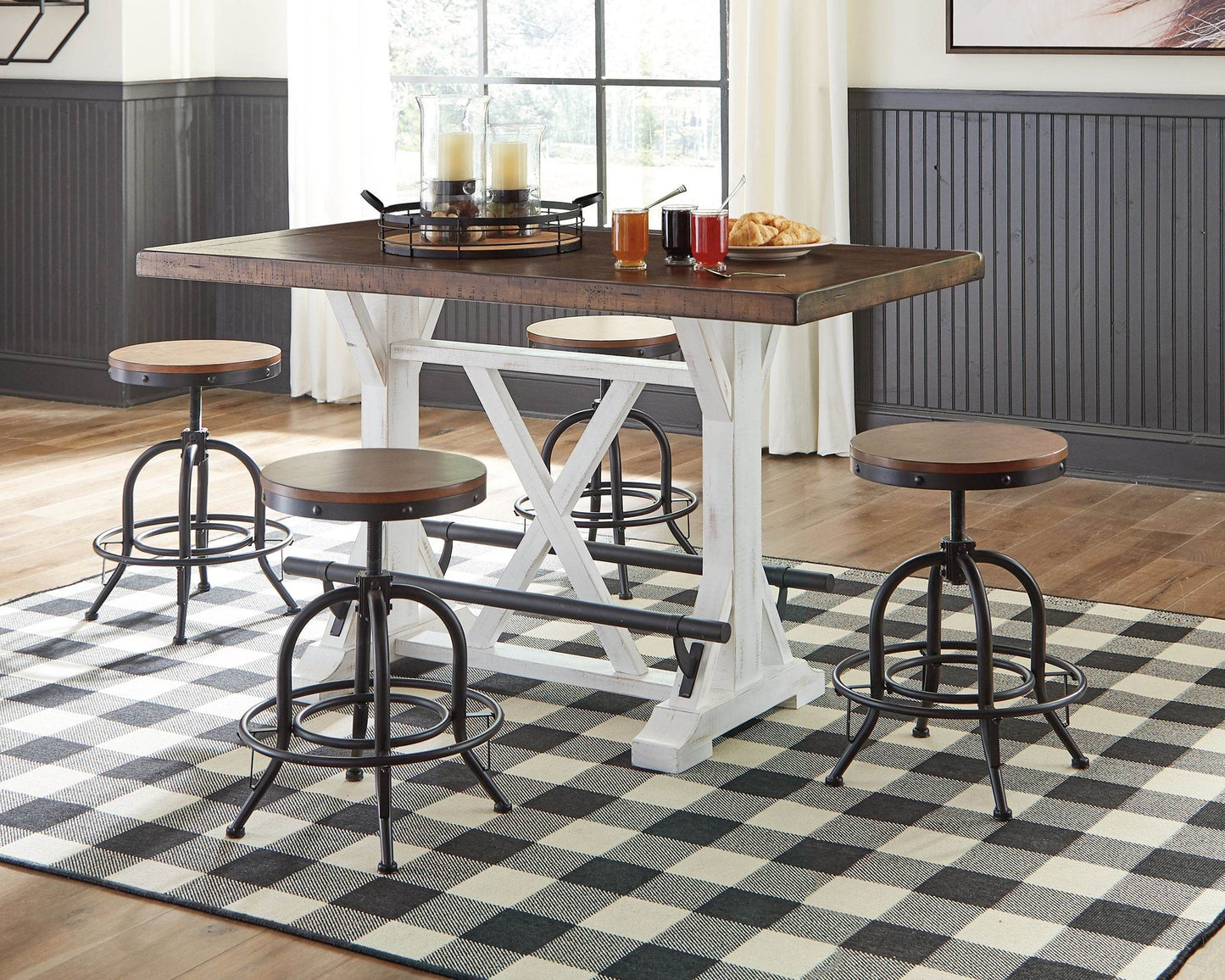 Valebeck - White / Brown - Rectangular Dining Room Counter Table - Forward Furniture