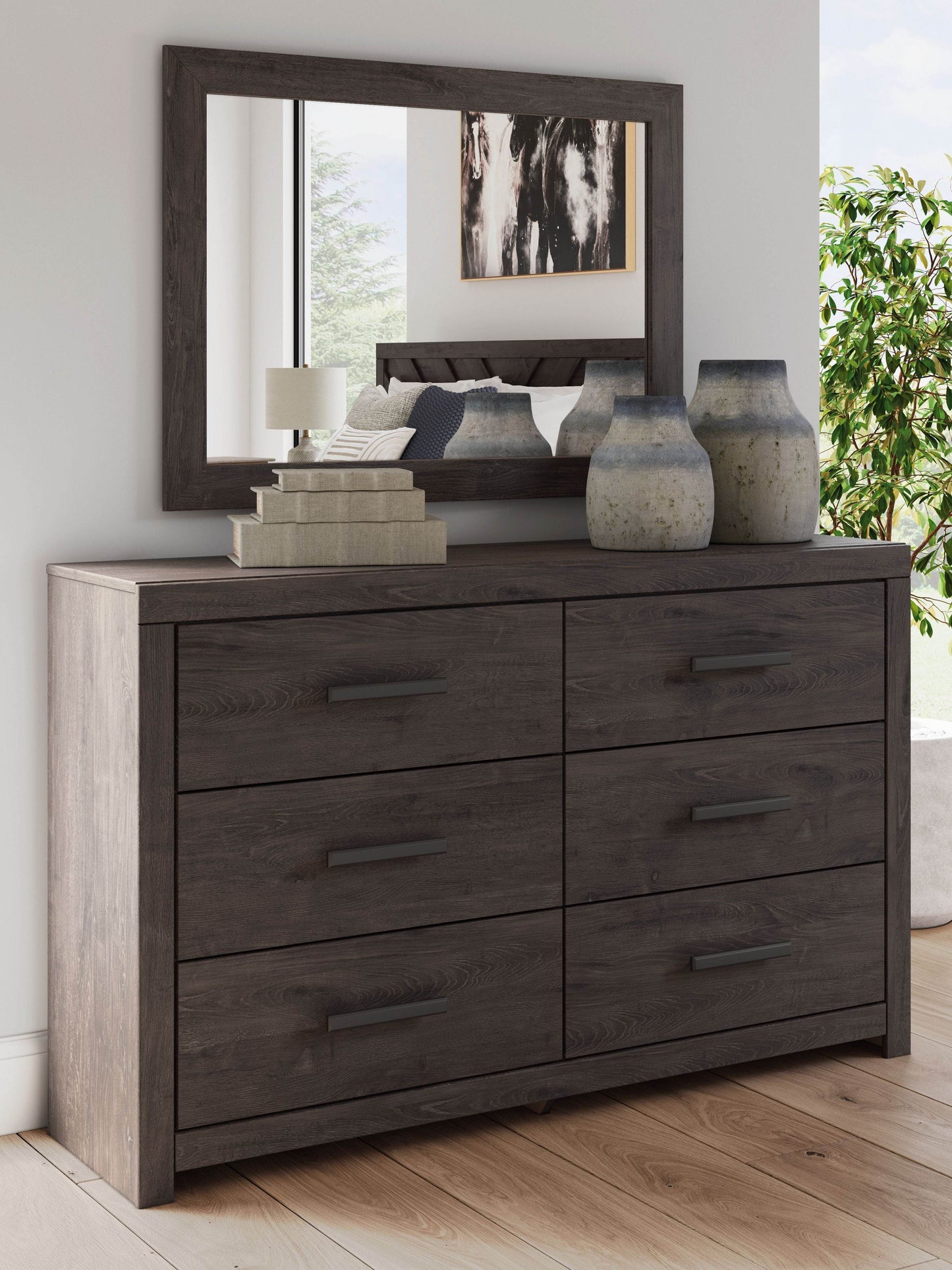 Prendonea - Charcoal - Dresser and Mirror - Forward Furniture