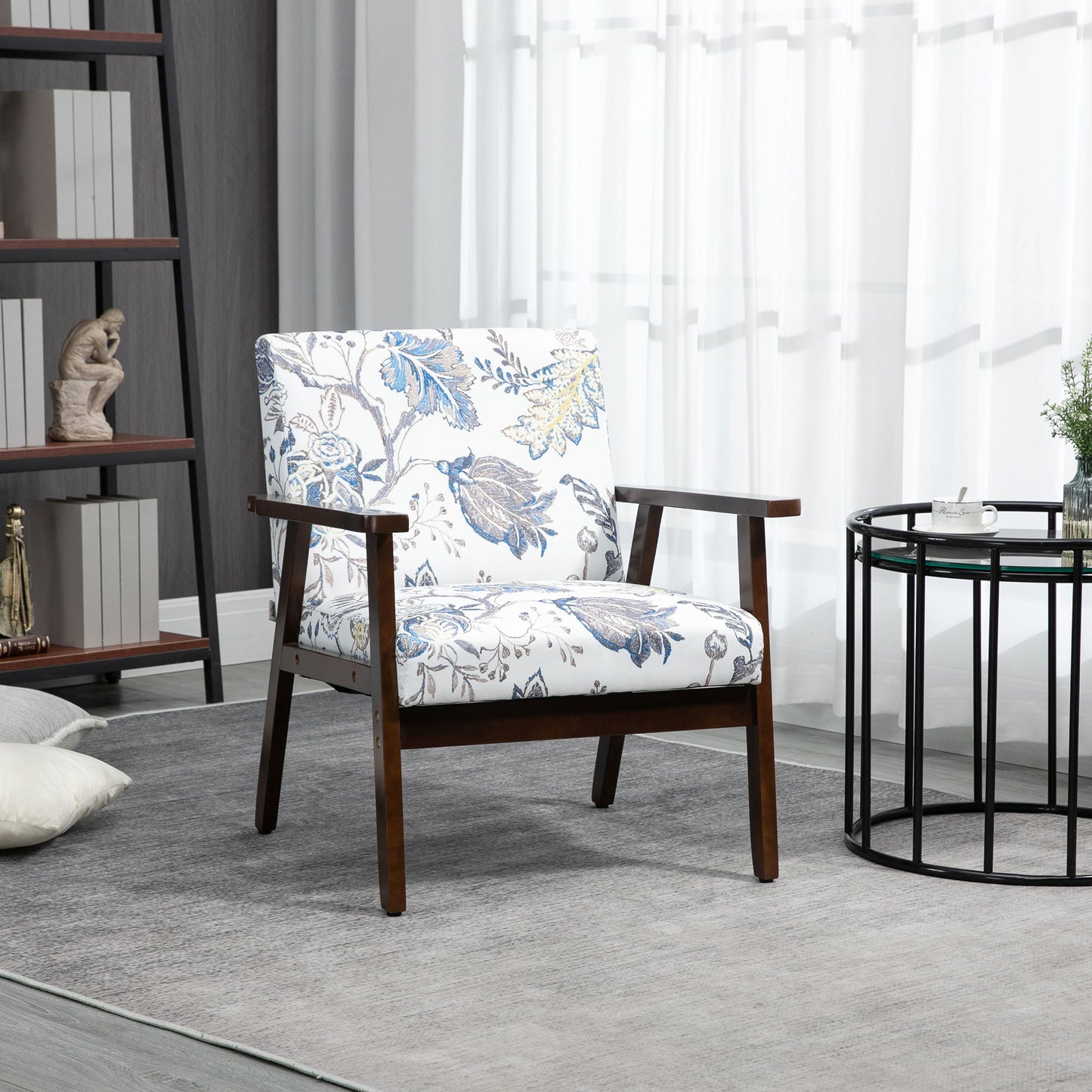 Modern Accent Chairs with Cushioned Seat, Upholstered Linen-Feel Armchair for Bedroom, Living Room, Multicolored