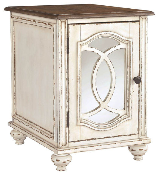Realyn - White / Brown - Chair Side End Table - Insert Mirror - Forward Furniture