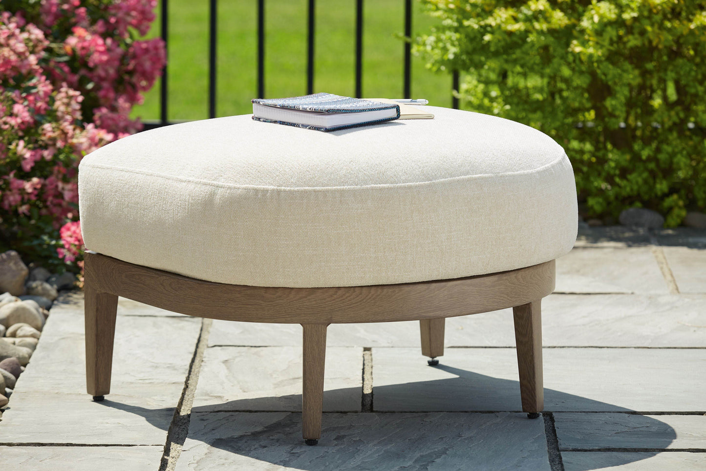 Serene Bay - Dark Brown / White - Ottoman With Cushion - Forward Furniture