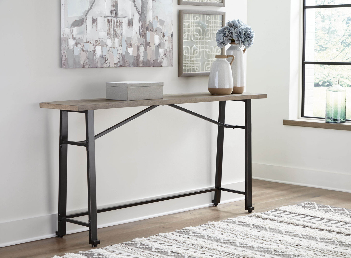 Lesterton - Light Brown / Black - Long Counter Table - Forward Furniture