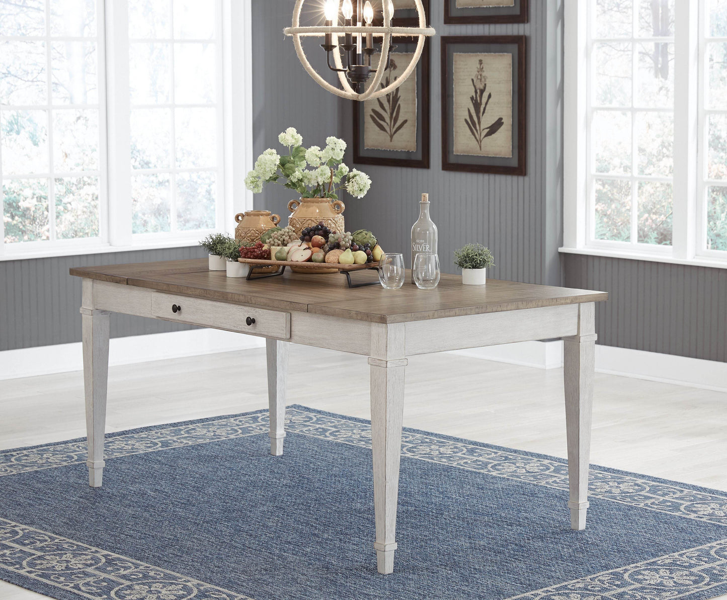 Skempton - White - RECT DRM Table w/Storage - Forward Furniture