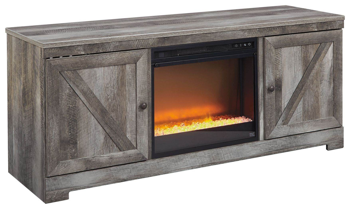 Wynnlow - Gray - Entertainment Center - TV Stand With Glass/Stone Fireplace Insert - Forward Furniture