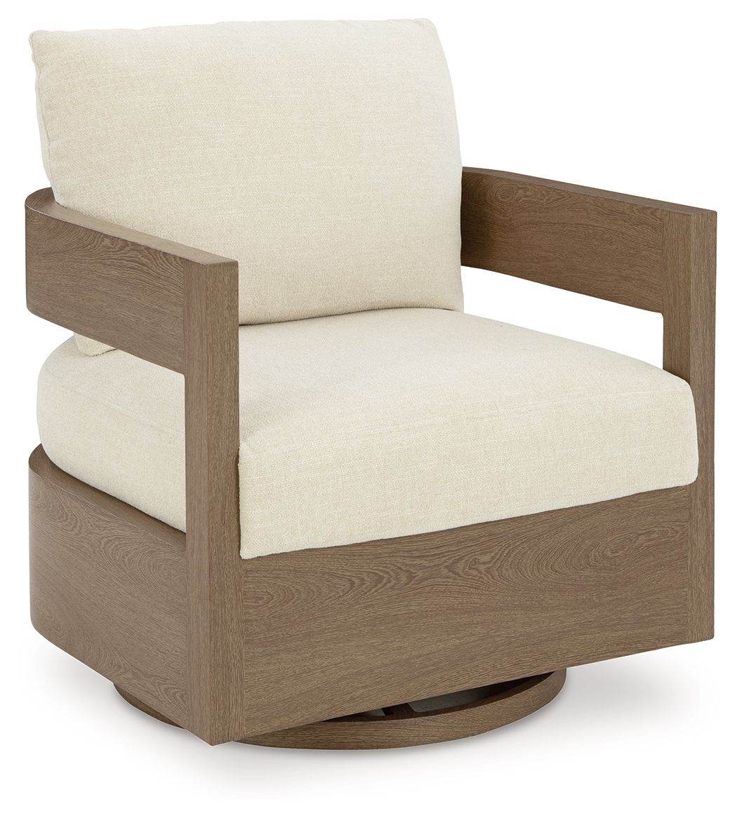 Serene Bay - Dark Brown / White - Swivel Glider Chair With Cushion - Forward Furniture
