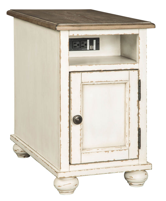 Realyn - White / Brown - Chair Side End Table - AC / USB - Forward Furniture