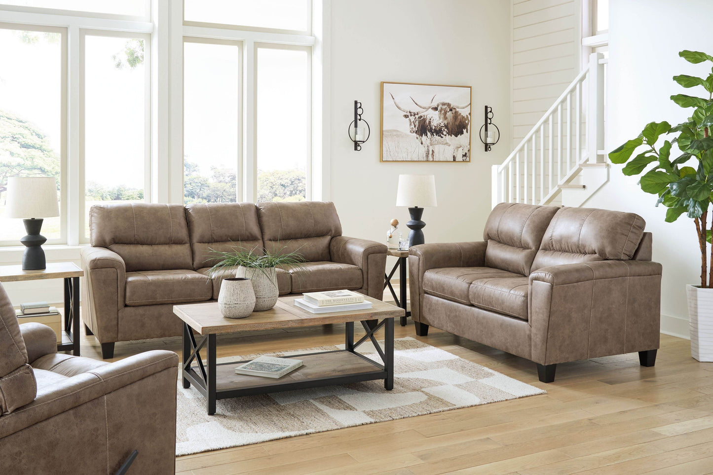 Navi - Fossil - 3 Pc. - Sofa, Loveseat, Rocker Recliner - Forward Furniture