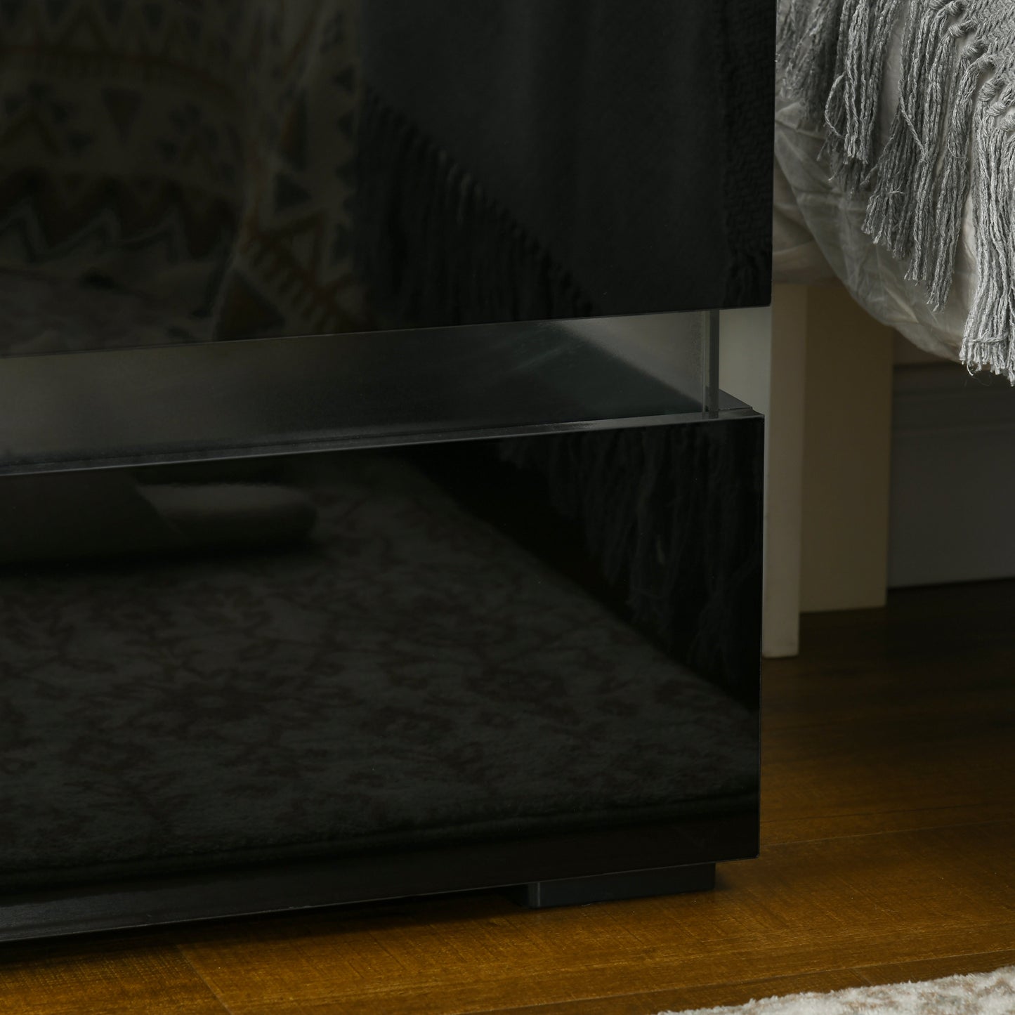 Modern Nightstand, Bedside Table with 2 Drawers, RGB LED Lights for Bedroom, Black