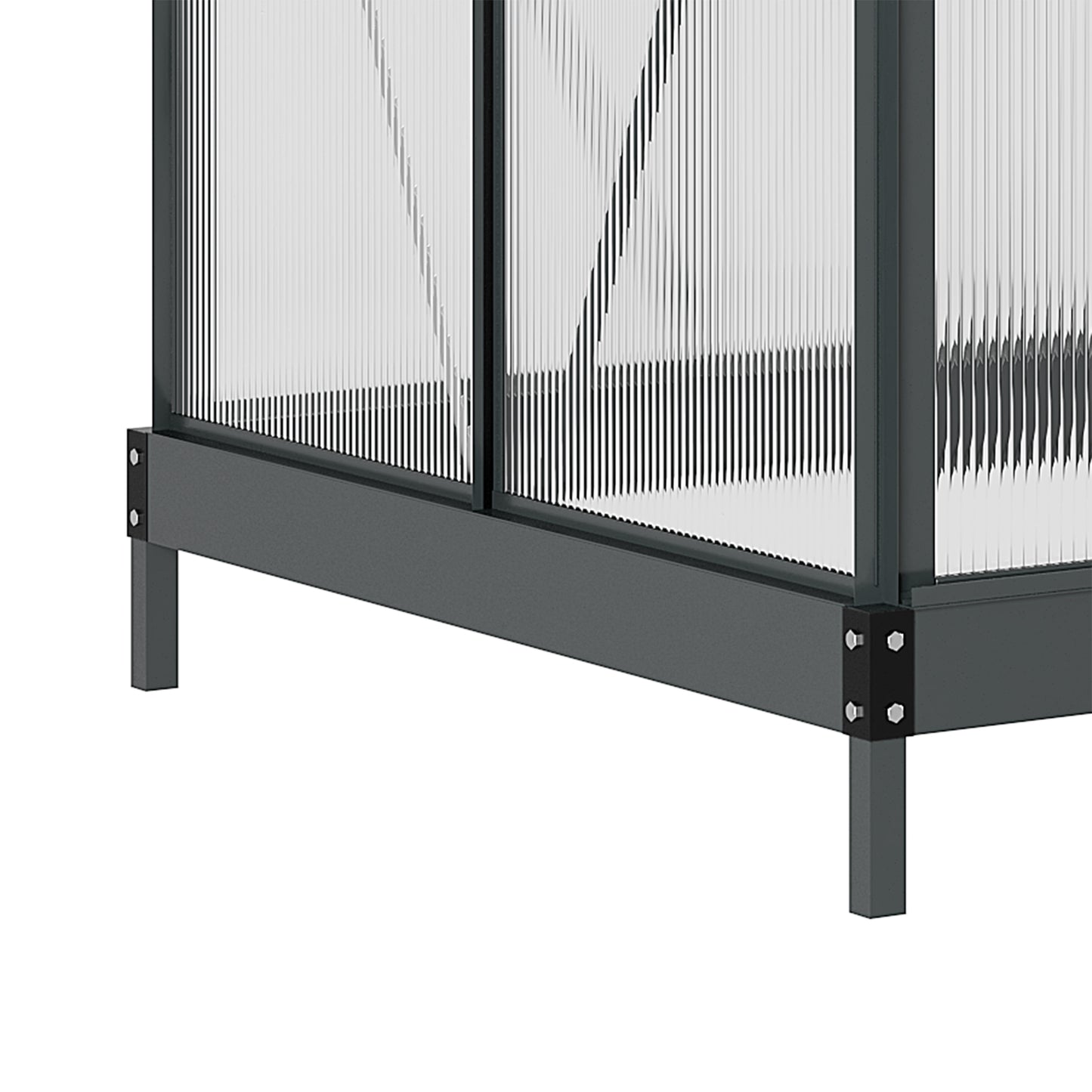 Greenhouse Garden, Green House, Outdoor Greenhouse Kit, PC Board with Sliding Door, 6.2' x 4.3' x 6.6', Grey