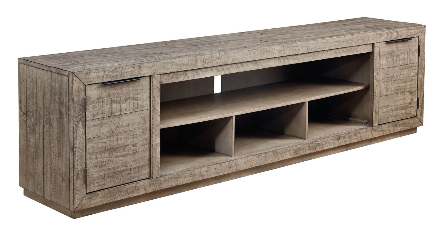Krystanza - Weathered Gray - XL TV Stand w/Fireplace Option - Forward Furniture
