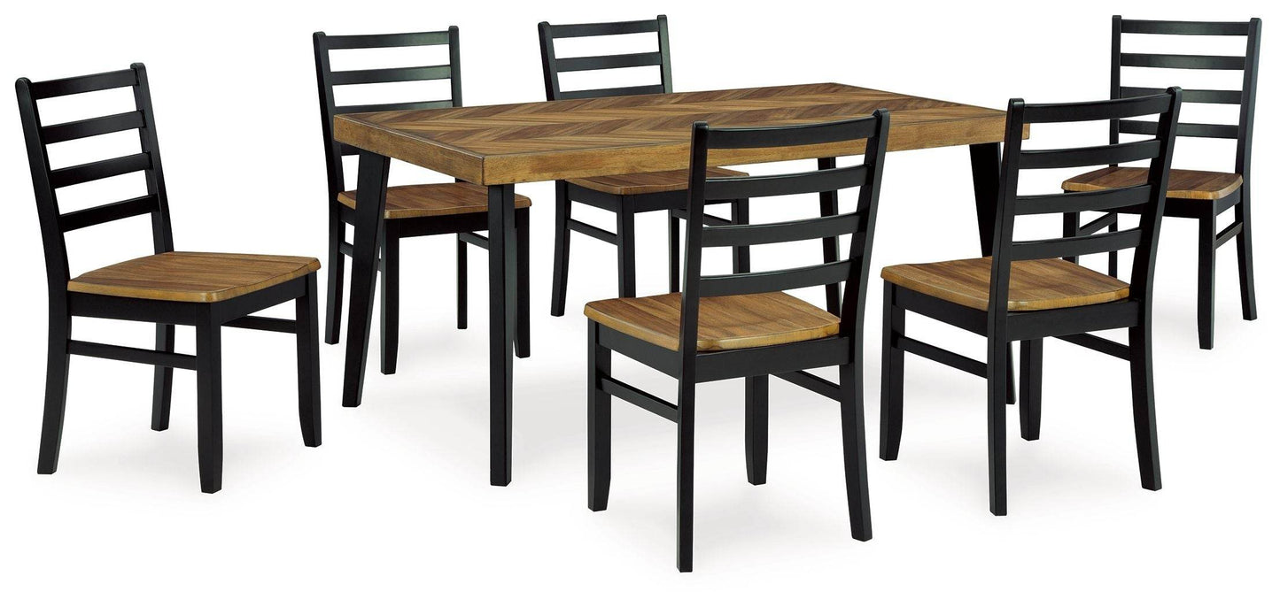 Blondon - Brown / Black - Rectangular Drm Table Set (Set of 7) - Forward Furniture