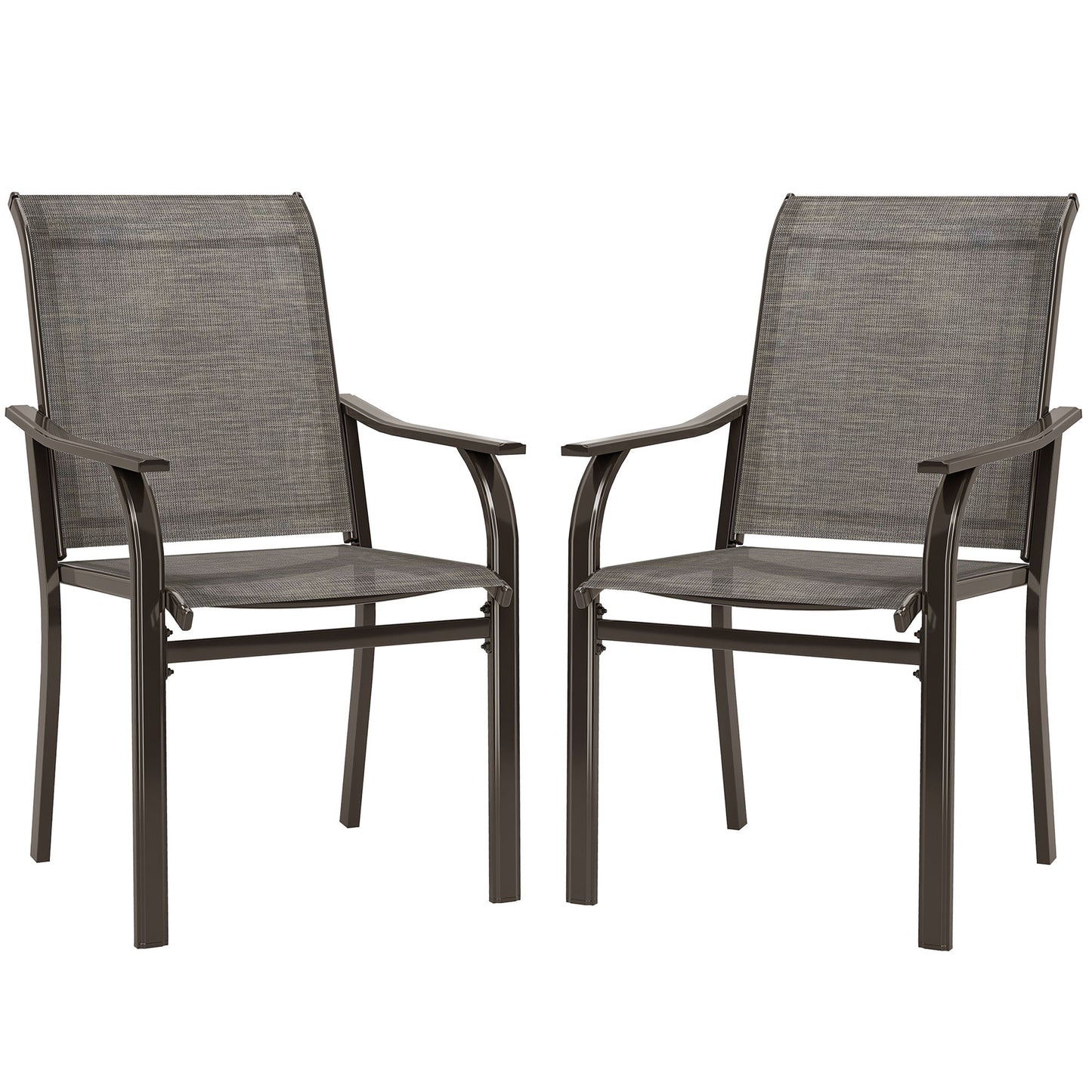 Patio Chairs Set of 2 with Armrest and High Backrest, for Backyard, Balcony, Porch, Poolside, Deck, Garden, Brown
