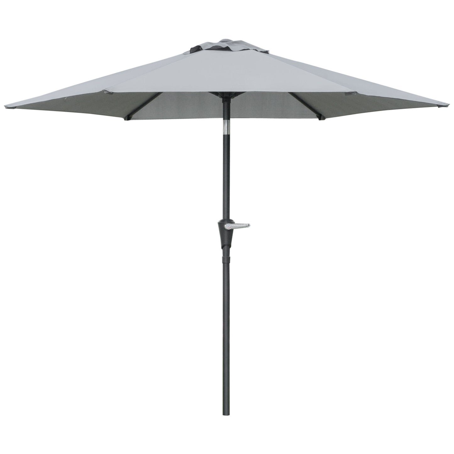 Patio Sun Umbrella, Outdoor Parasol with 6 Ribs, Light Grey
