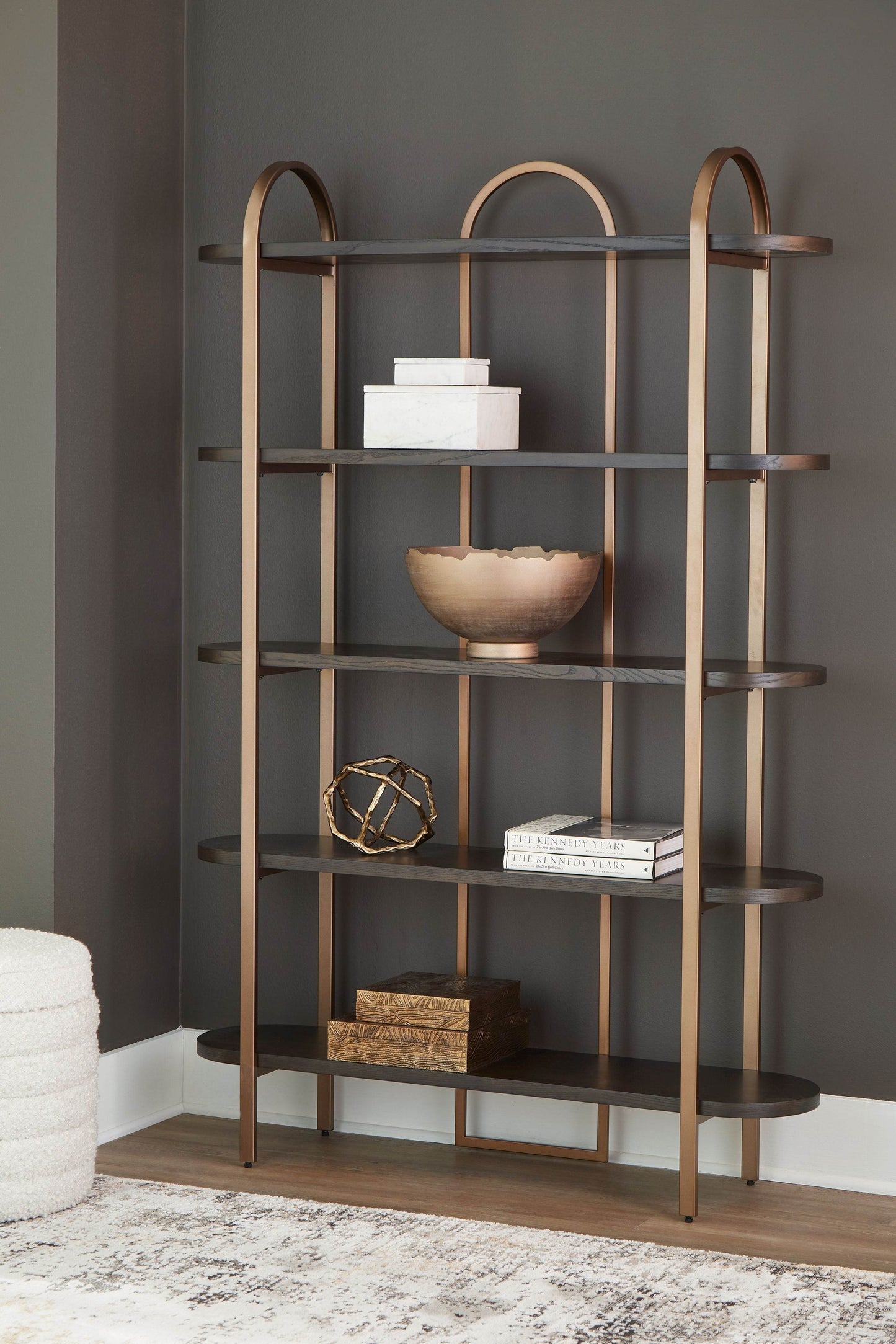 Brentmour - Brown / Gold Finish - Bookcase - Forward Furniture
