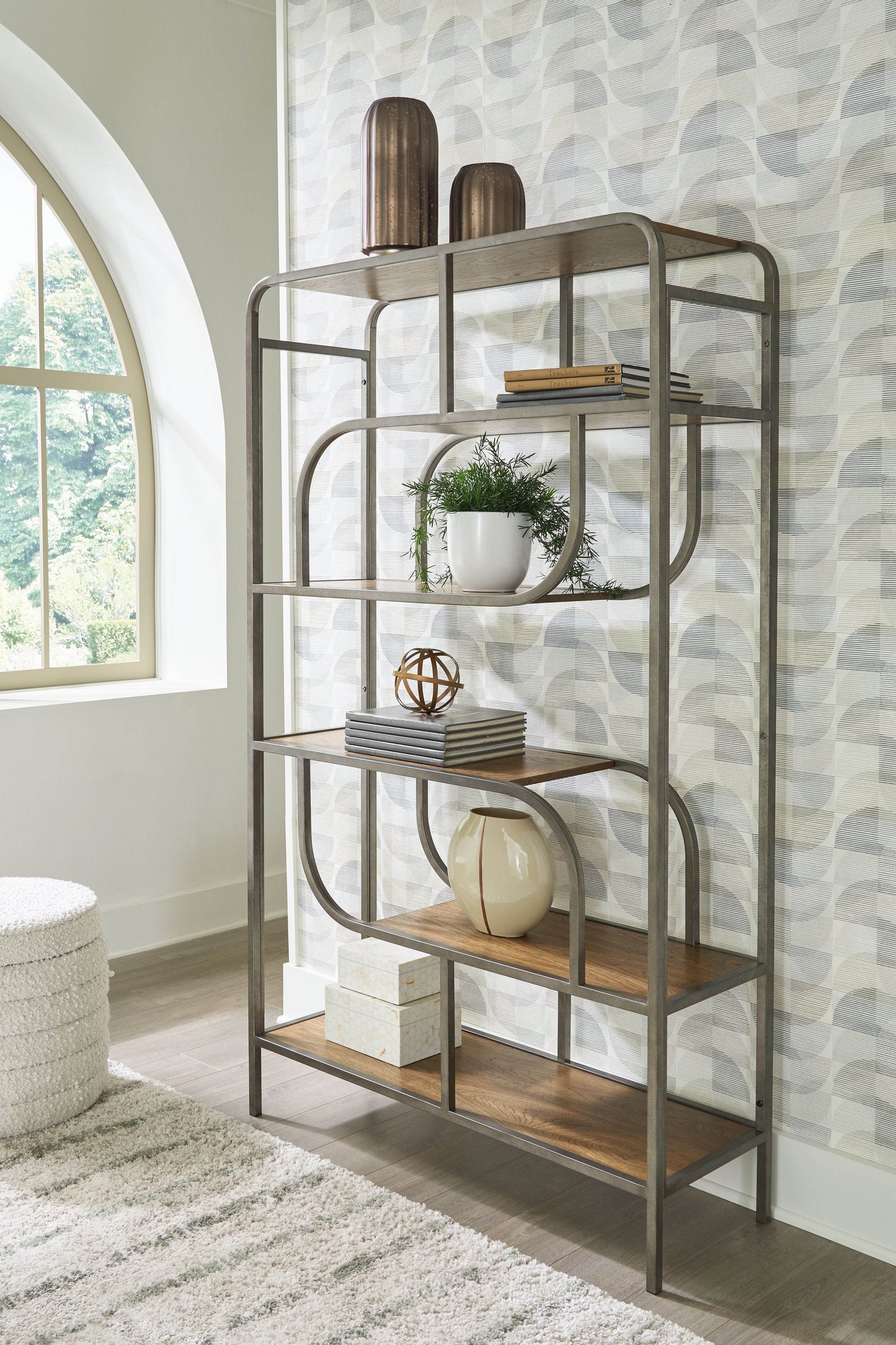 Jaddon - Brown / Antique Silver - Bookcase - Forward Furniture