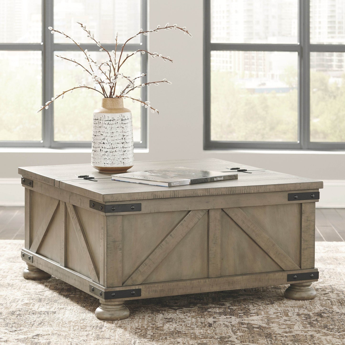 Aldwin - Gray - Cocktail Table With Storage - Square - Forward Furniture