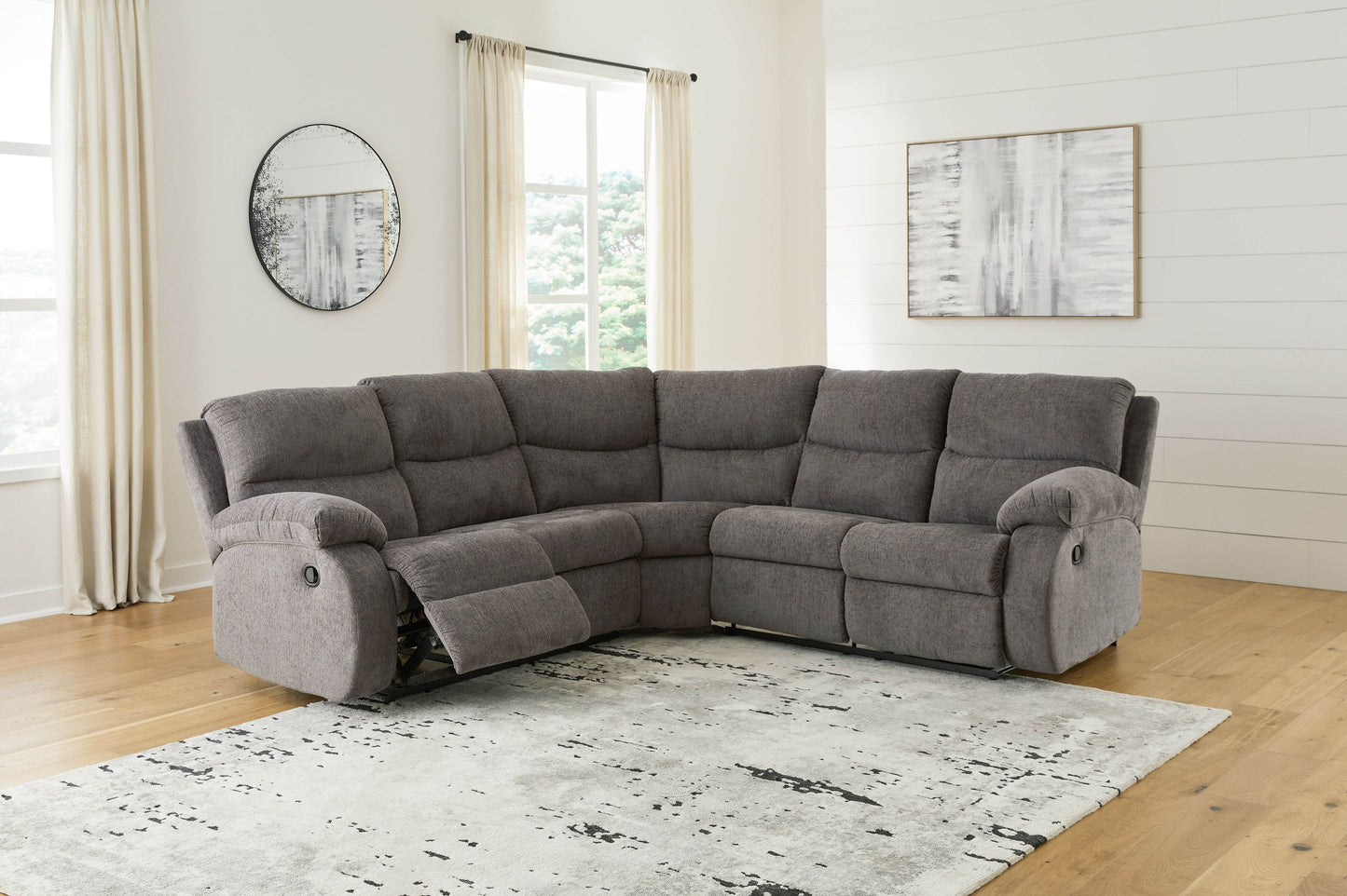 Museum - Pewter - 2-Piece Reclining Sectional With Raf Reclining Loveseat - Fabric - Forward Furniture