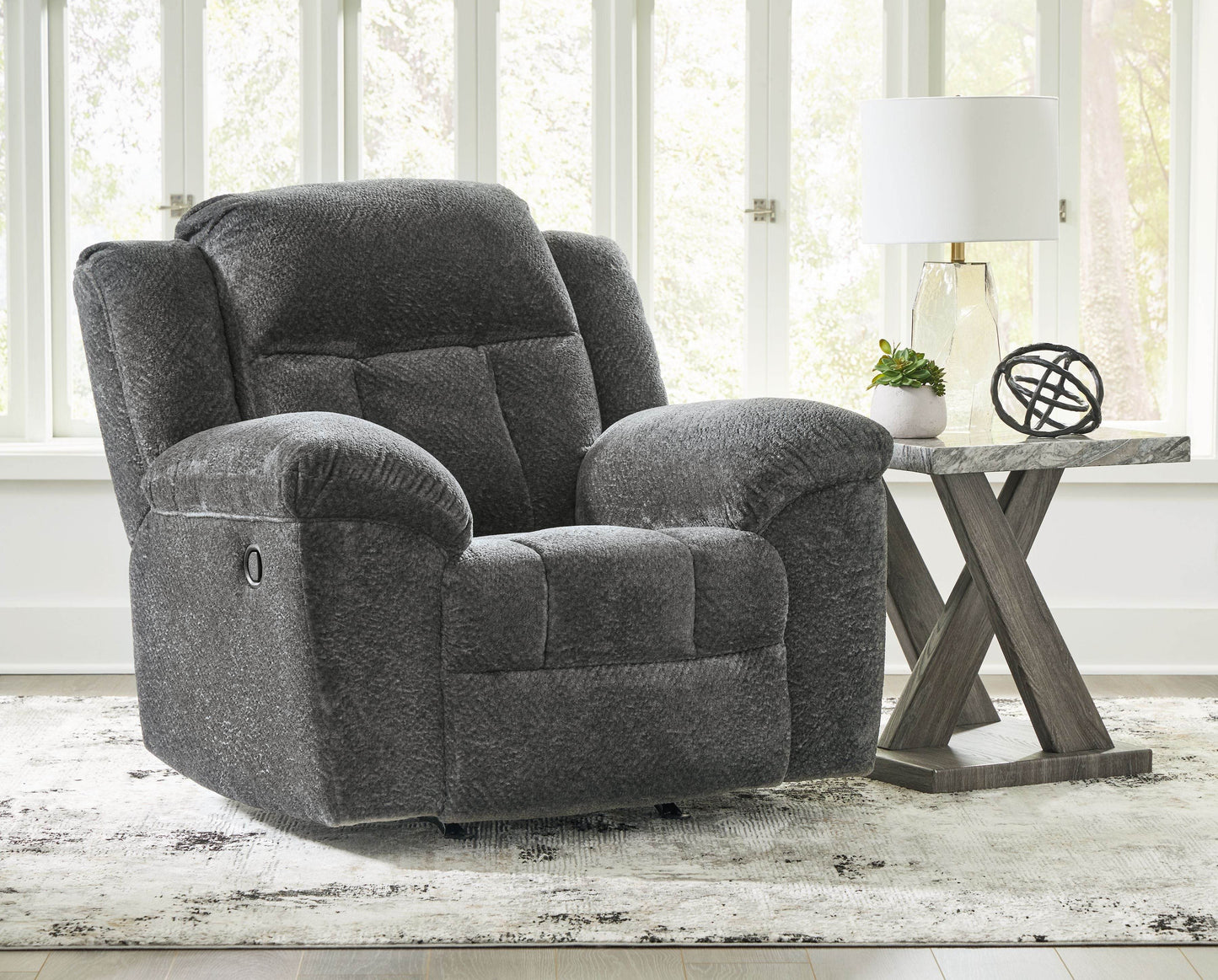 Frohn - Graphite - Rocker Recliner - Fabric - Forward Furniture