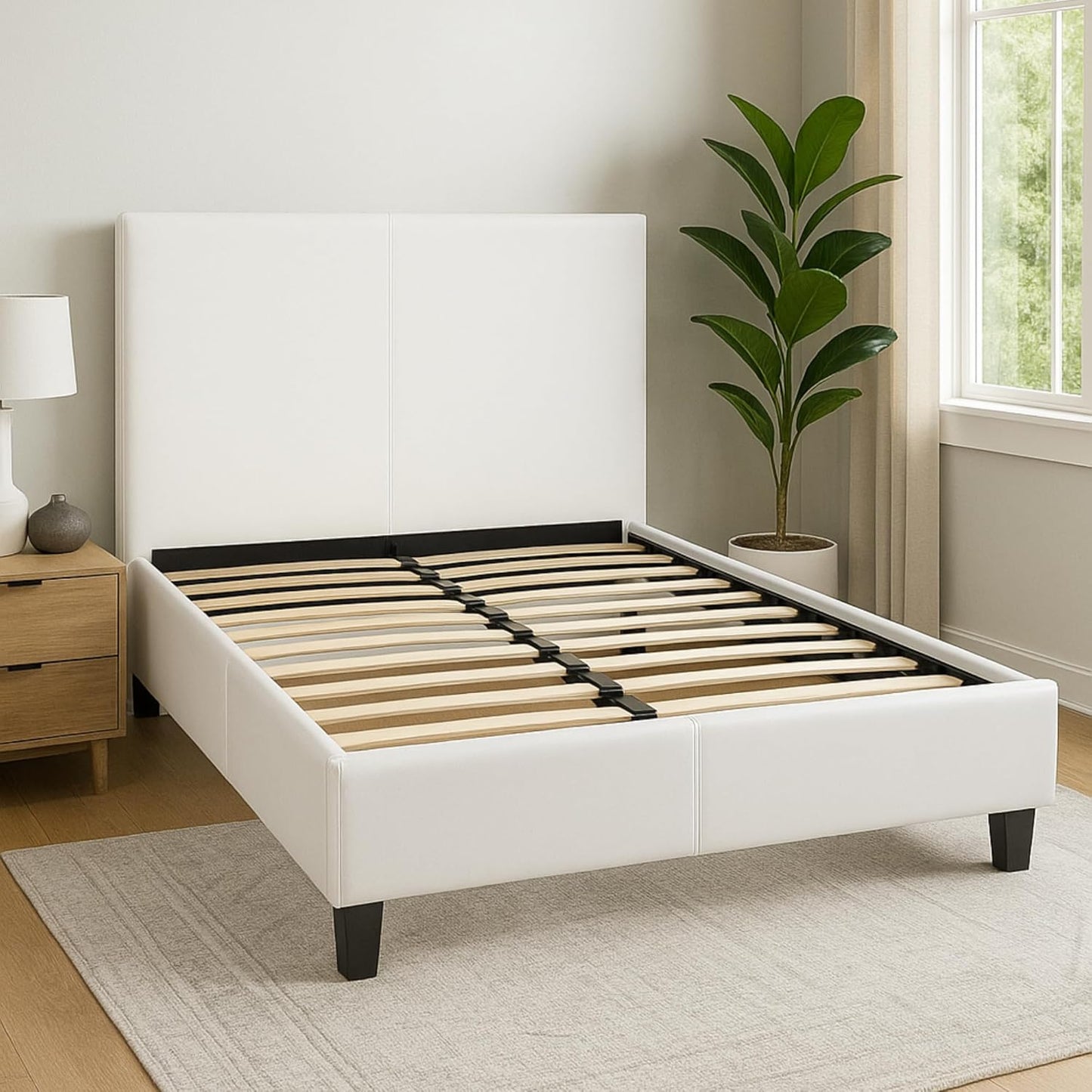 Amaryn Upholstered Platform Bed Frame with Smooth Headboard