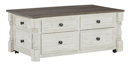 Havalance - White / Gray - Lift Top Cocktail Table with Storage Drawers - Forward Furniture