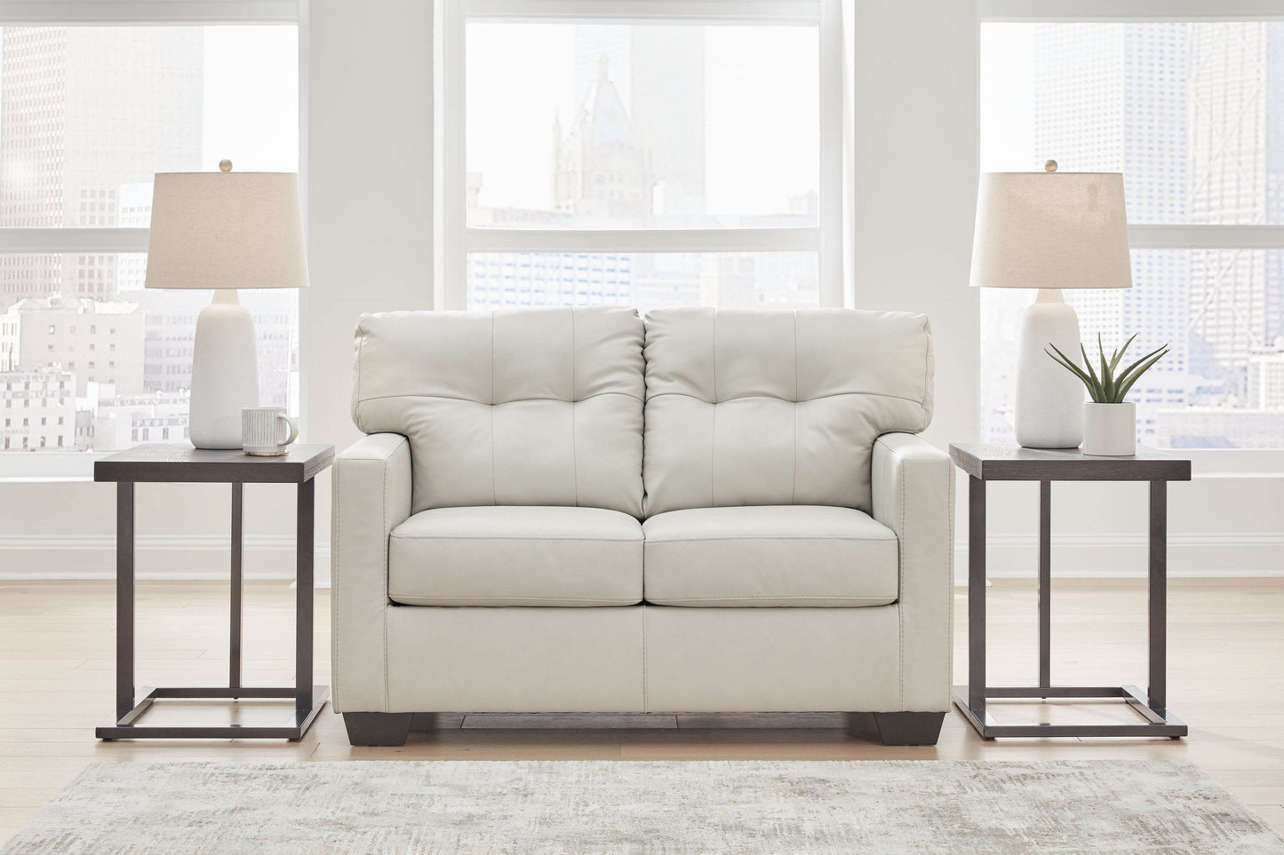 Belziani - Coconut - Loveseat - Leather Match - Forward Furniture