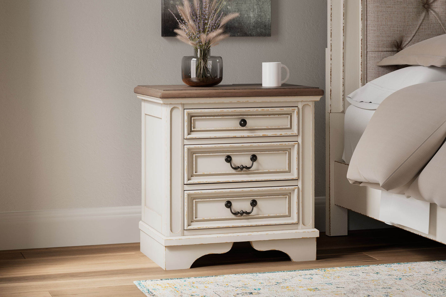 Realyn - White / Brown / Beige - Three Drawer Night Stand - Forward Furniture