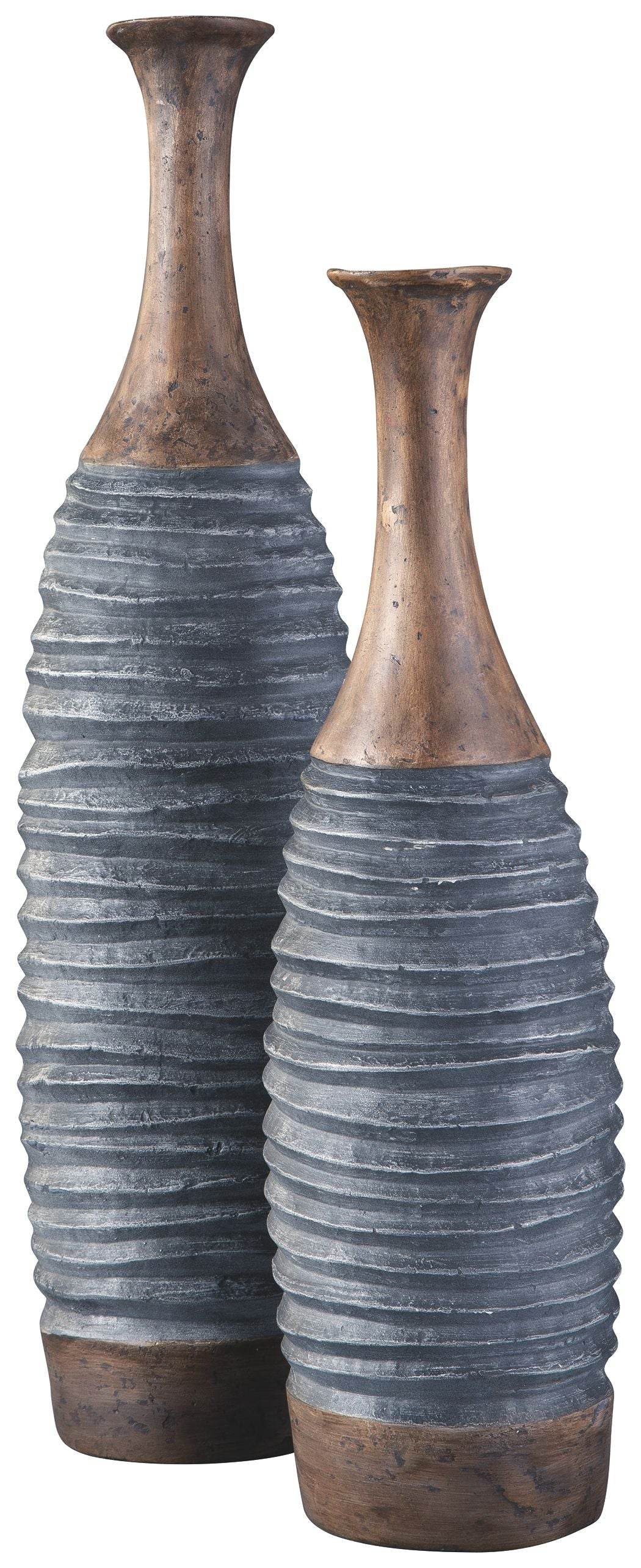 Blayze - Antique Gray / Brown - Vase Set (Set of 2) - Forward Furniture