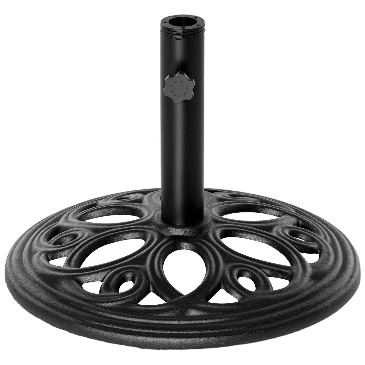 25lbs Cast Iron Round Patio Umbrella Base Stand, Umbrella Holder for Outdoor, Patio, Garden, Deck and Beach, Fit Dia. 1.5", 2" Pole, Black