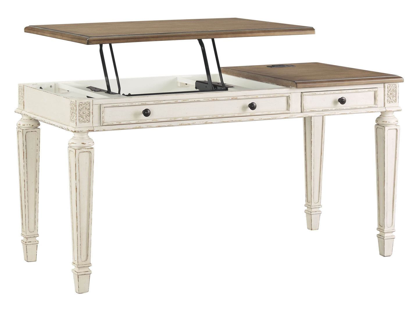 Realyn - White / Brown - Home Office Lift Top Desk - Forward Furniture