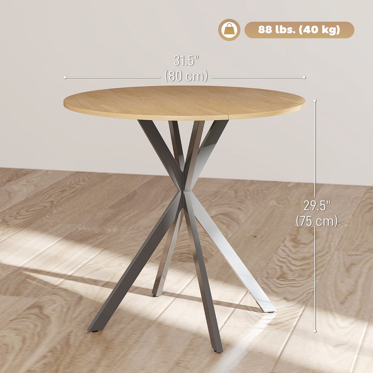 31.5" Industrial Round Dining Table - White Oak