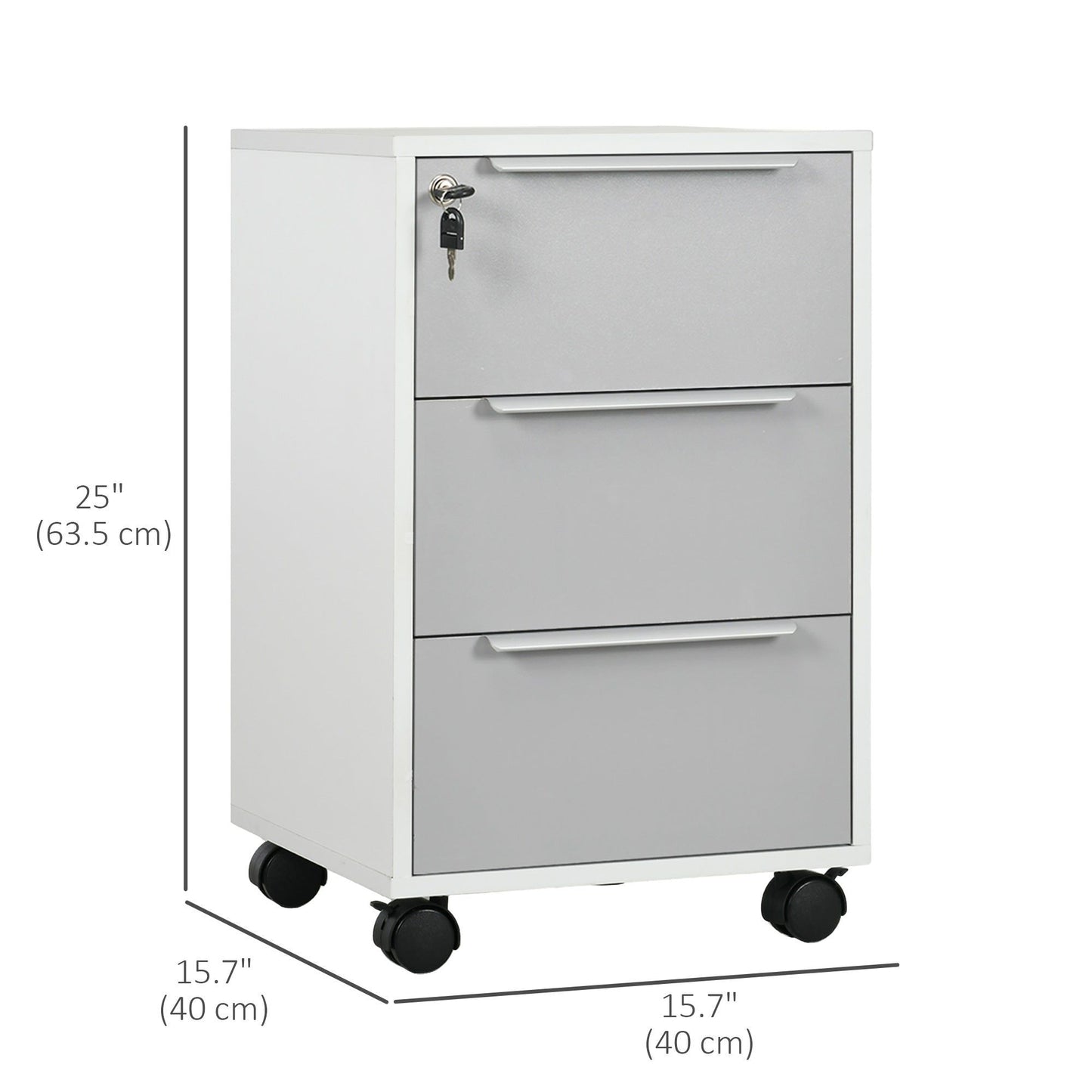 3-Drawer Vertical Filing Cabinet with Lock - Grey