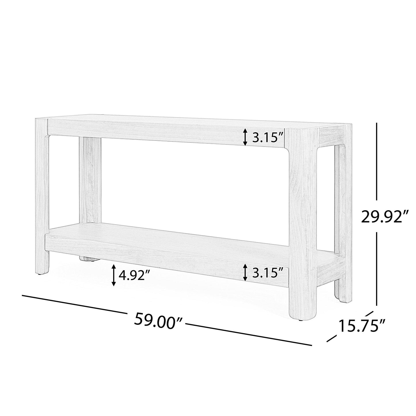 Elegant Farmhouse Console Table with Knot-Free Pine Legs, Accent Sofa Table with Solid Wood Veneer Top, 59" L x 15.5" W x 30" H, Natural