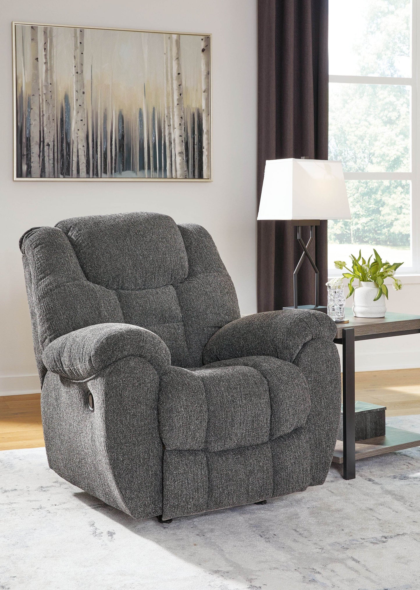 Foreside - Charcoal - Rocker Recliner - Fabric - Forward Furniture