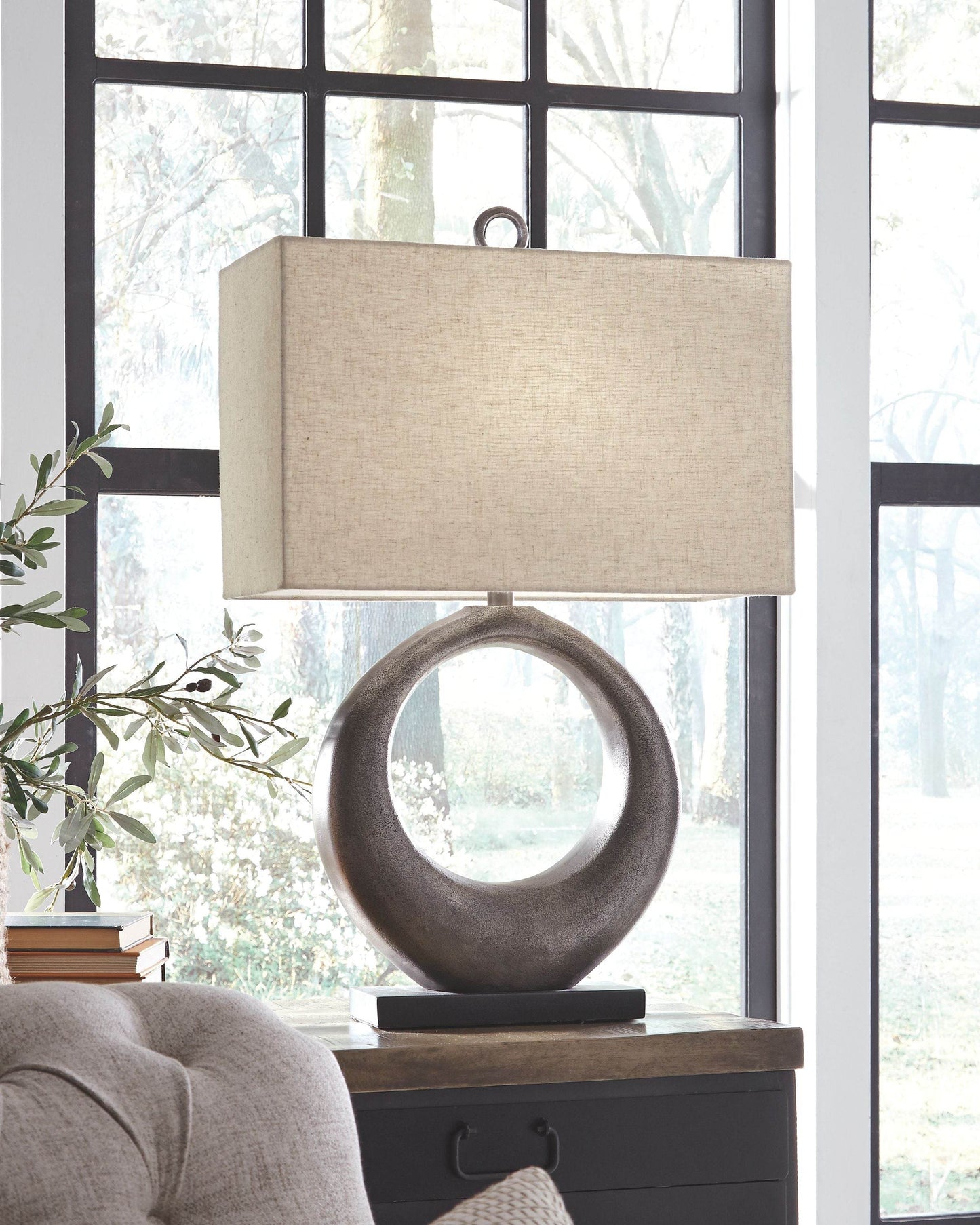 Saria - Antique Silver Finish - Metal Table Lamp - Forward Furniture